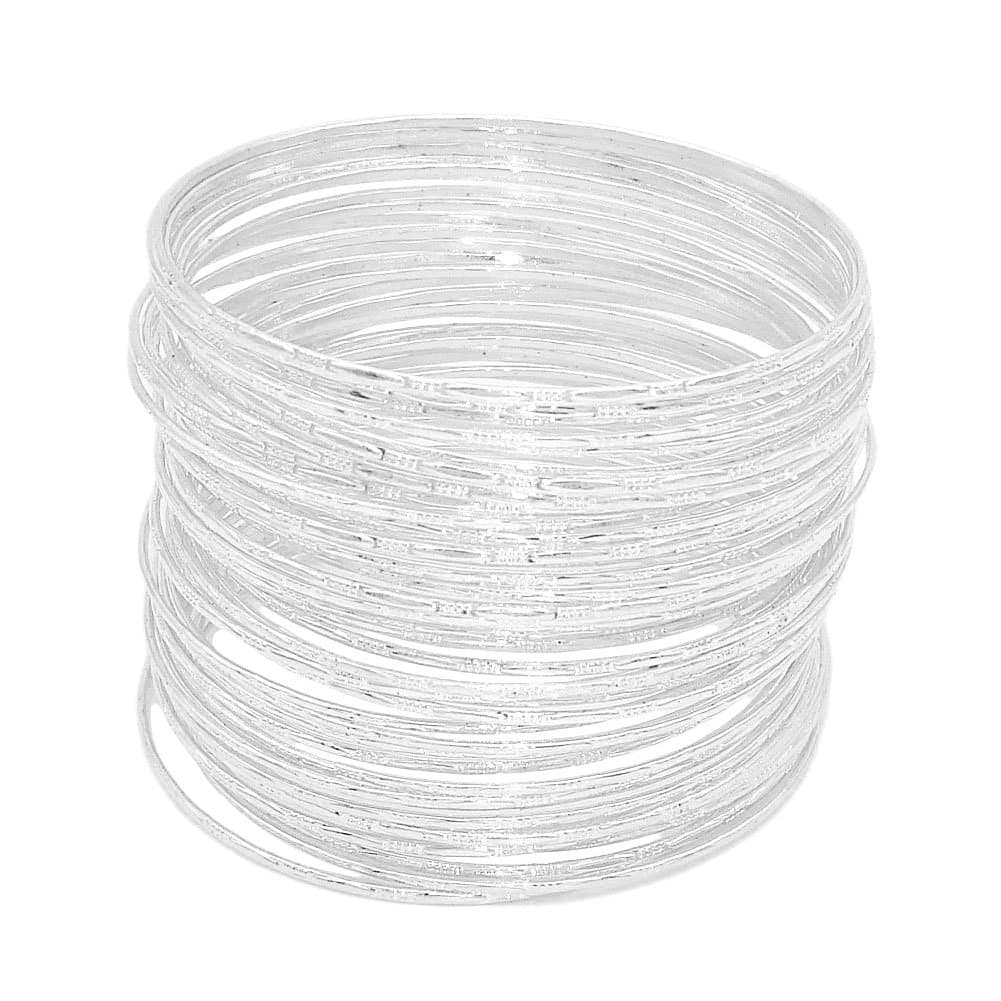 JSEA 30pcs 50pcs Alloy Bracelet Bangles Set Gold Womens Stackable Bangle Indian Style Silver