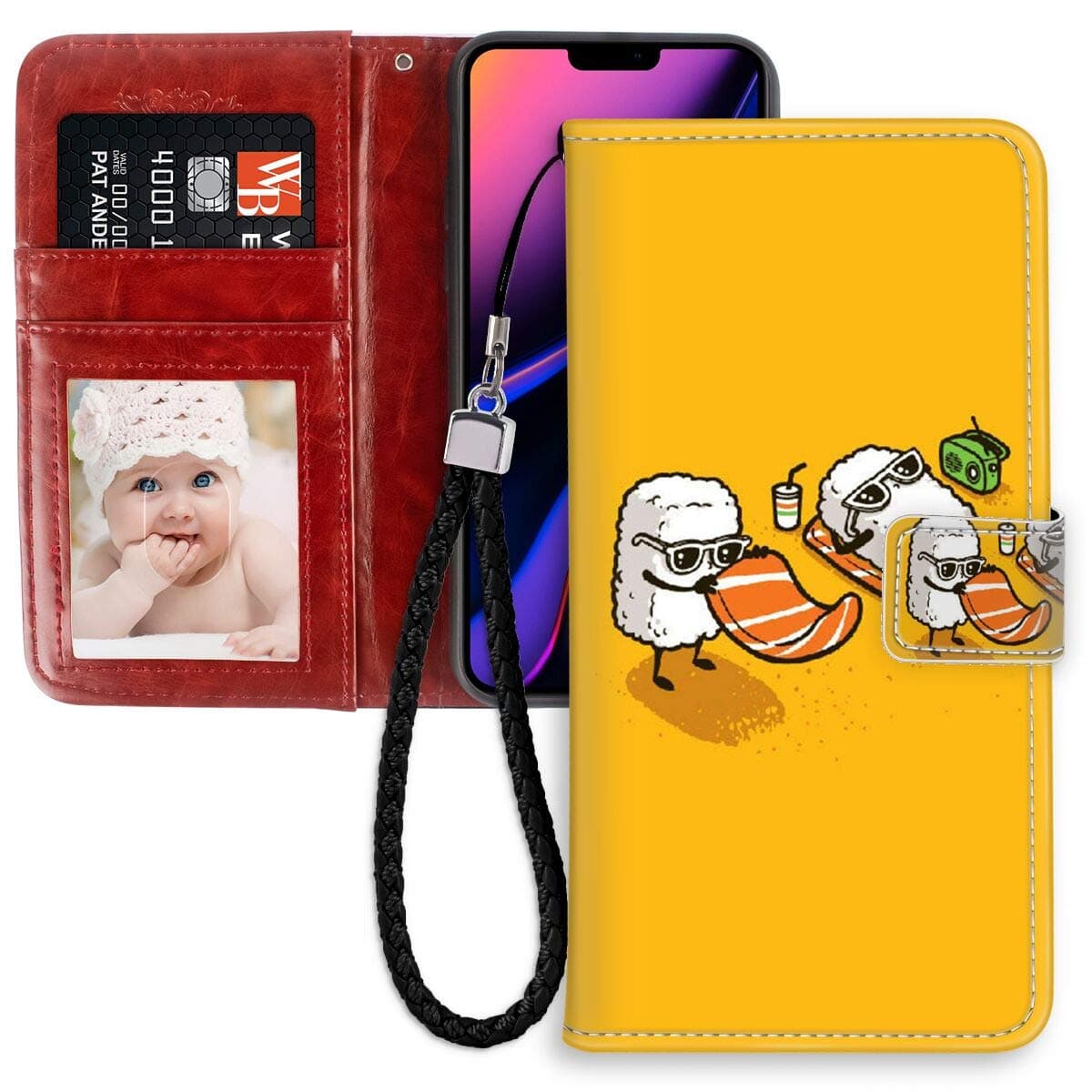 Wallet Case Compatible Apple iPhone 11 Pro Max (2019) (6.5in) Sushi with ID Slot
