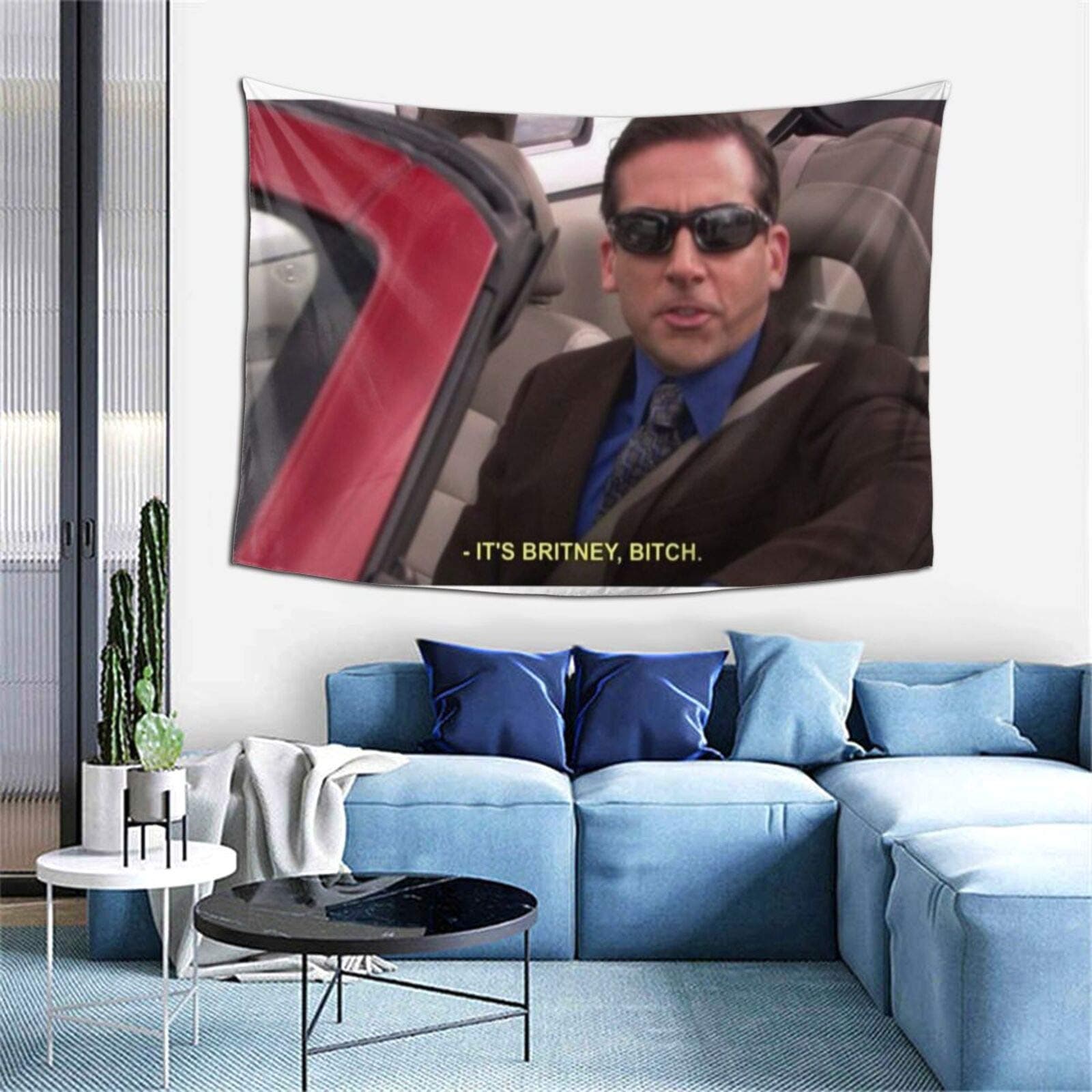 Funny Office Michael Scott it¡¯s Britney Bitch Tapestry Wall Hanging Anime Tapestries Wall Art Wall Tapestry Home Decor for Bedroom Living Room Dorm (40 x 60 inches)