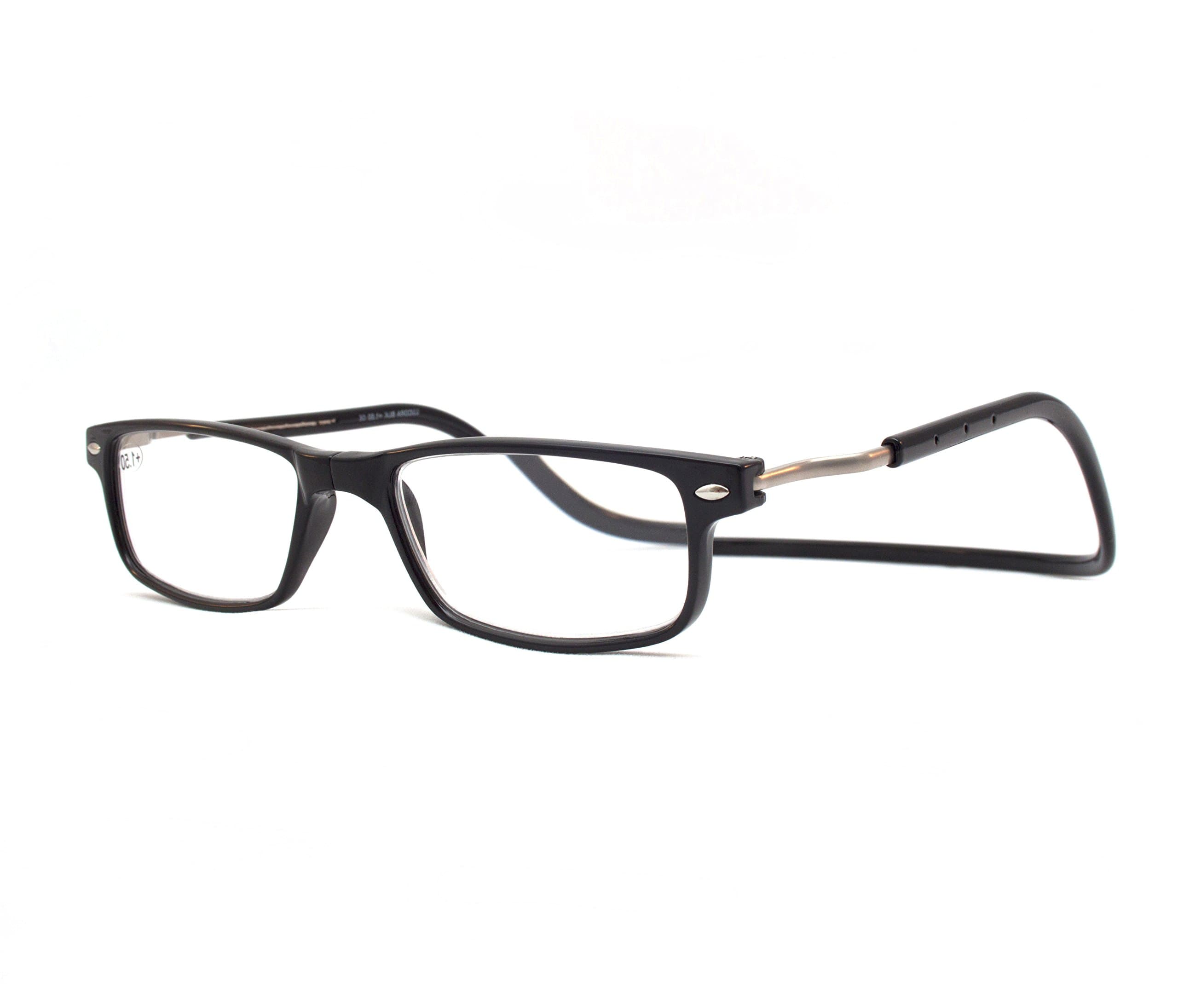 Reading Glasses Magnetic Adjustable with Built in Neck Strap for Men and Women Black (2.50)
