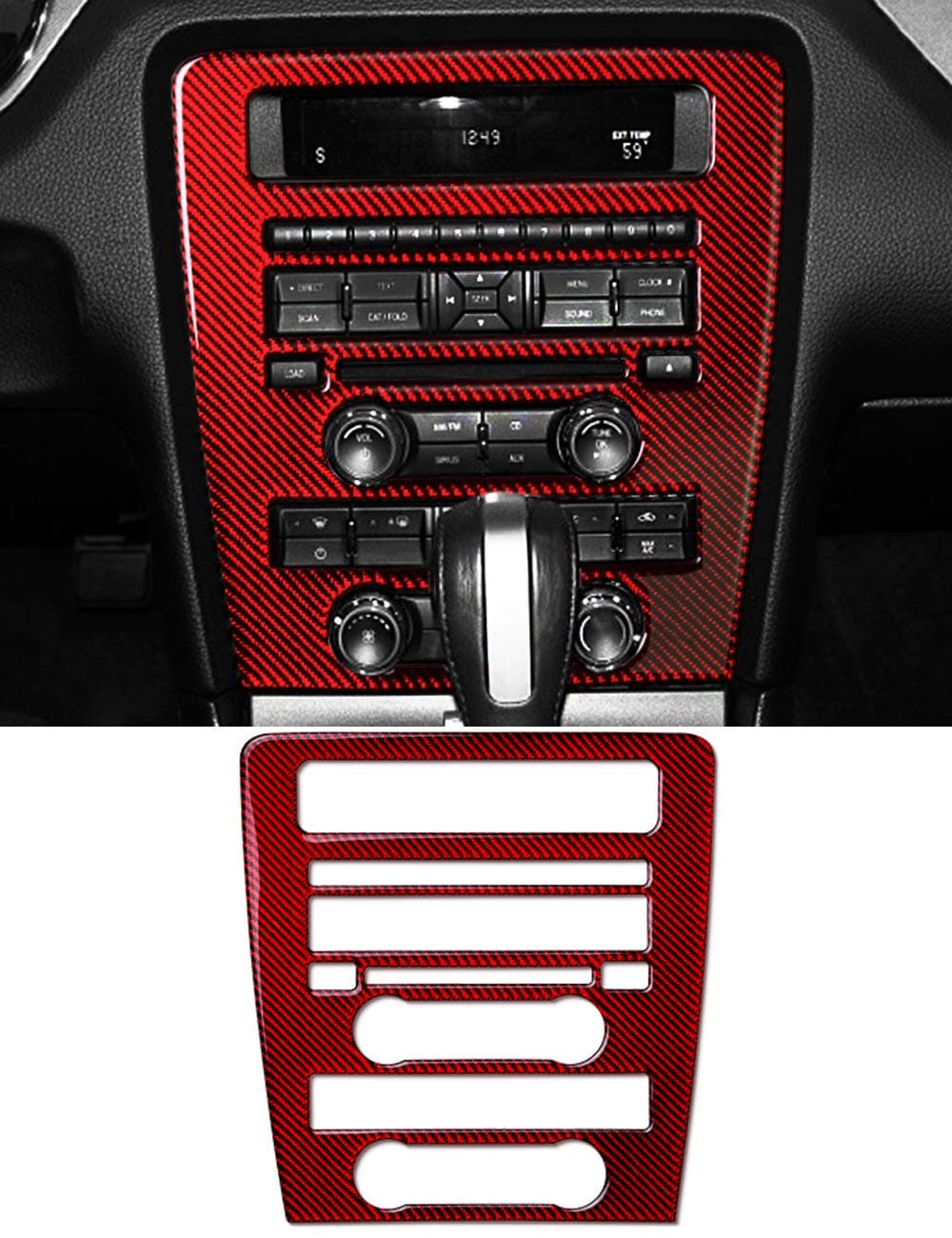 GZXinWei Carbon Fiber Sticker Central Control CD Panel Cover Trim Red A