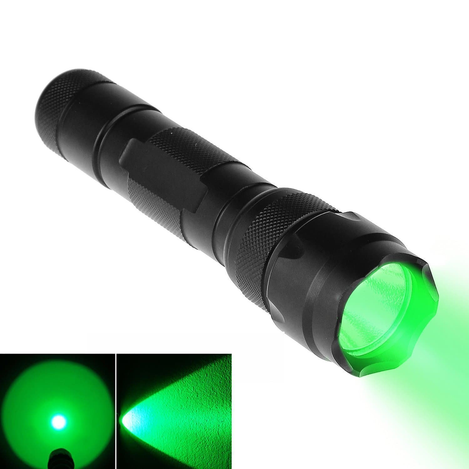 LiteMax WF-502B Green Light Tactical Torch Flashlight Powerful 1 mode High Lumens Coyote Hog Hunting Light Torch Utra Birght Handheld Lamp - Portable, Water Resistance (Battery not included)