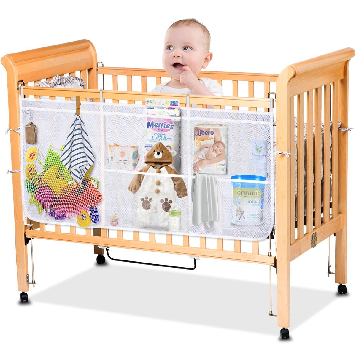 Yihoon Baby Nursery Organizer Diaper Stackers Caddy (6 Packets, White)