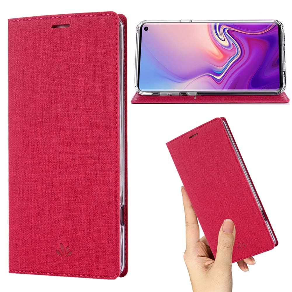 weier Galaxy S10 Plus Case,Premium Flip Leather Wallet Case Stand Kickstand Card Slot Magnetic Closure Full Body Protective Cover Clear TPU Bumper Thin phone Case for Galaxy S10 Plus (Rose)