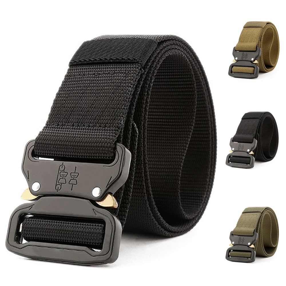 ATLES Tactical Belt, Military Style Nylon Web Waist Belt Heavy Duty Riggers Belt with Quick Release Metal Buckle for Men Women