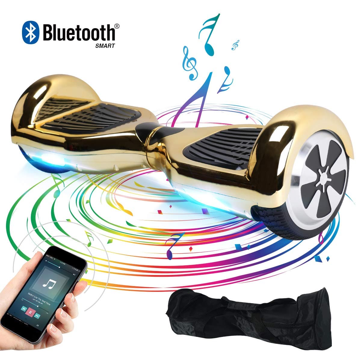 Windgoo 6.5" Two Wheel Self Balancing Scooter with Built-in Bluetooth Speakers and Carry Bag
