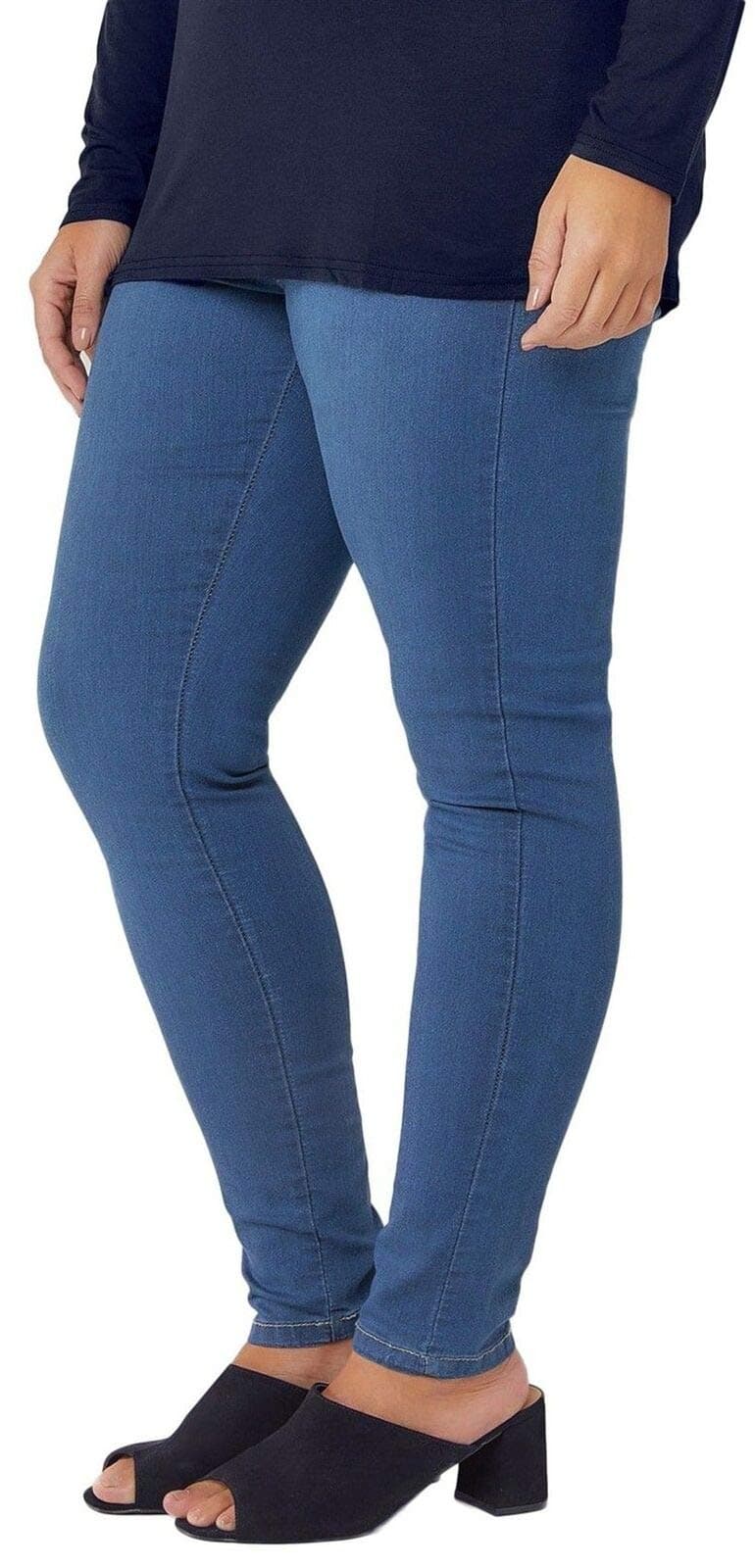 UK Dispatch Ladies Plus Size 16-32 New Stretch Denim Faded Blue Jegging Pull On Jeans Womens