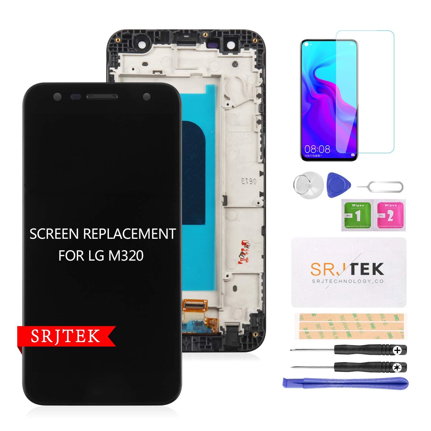 for LG X Power 2 LCD Replacement-SRJTEK for LG X Power 2 Screen Replacement Frame,M320N M320 X320L X320S/X SP320/X US601/Fiesta 2 LTE L164VL L163BL Touch Digitizer Glass Display Touchscreen Assembly