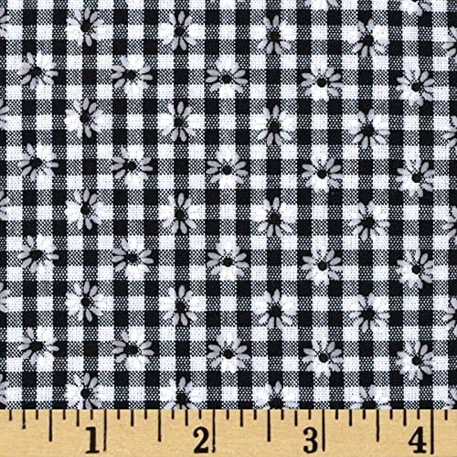 Woven 1/8'' Daisy Gingham Black Fabric
