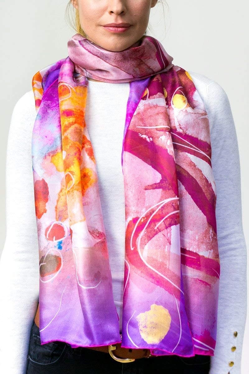 "Universal Purple Fragments" Silk Scarf