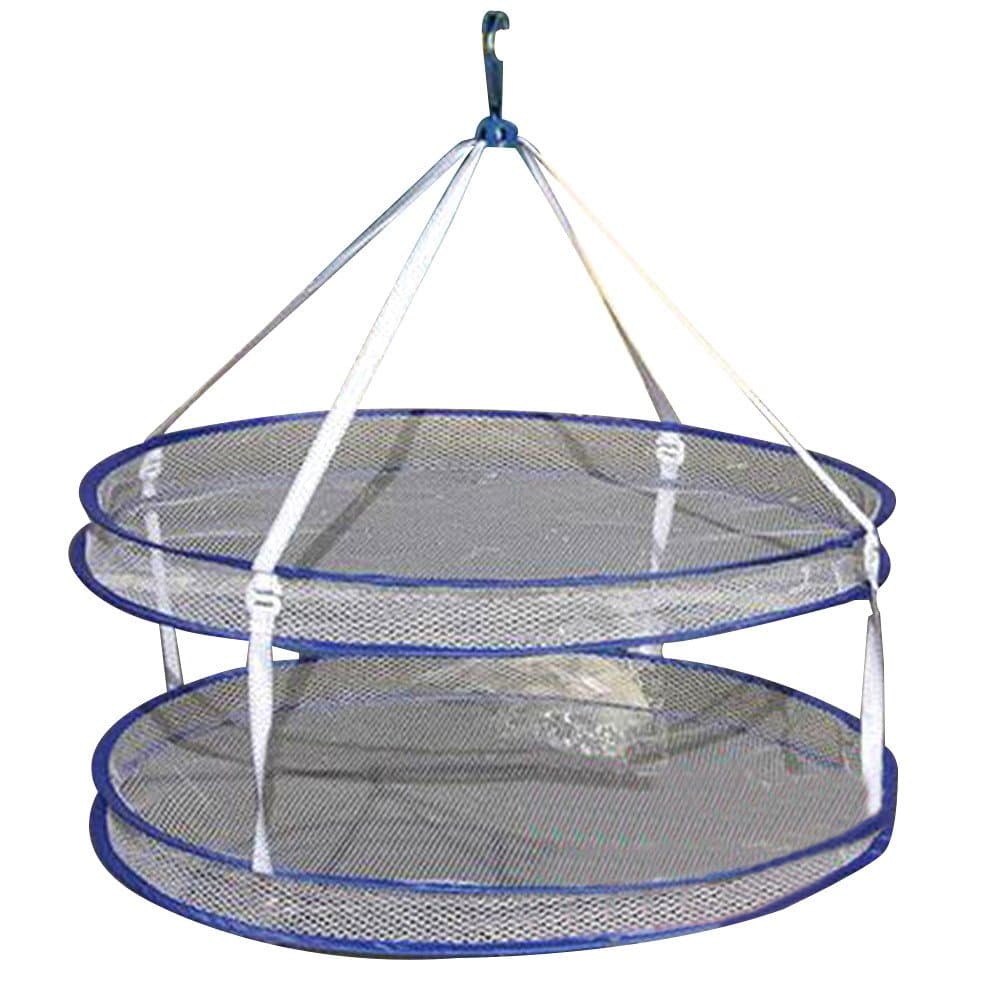 Honghong Foldable Double Layers Clothes Laundry Hanging Drying Rack Basket Mesh Net size 2