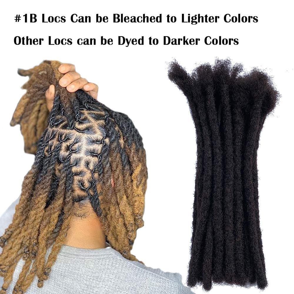 YONNA 100% Human Hair Medium Size (0.8cm Width) Dreadlocks Extensions 20Locs Full Handmade 8inch Natual Black #1B