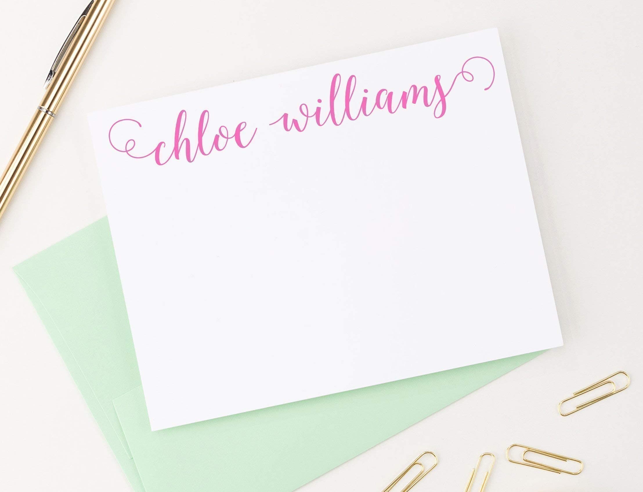 Personalized Stationery Set, Calligraphy, Personalized note cards, Personalized Thank you note cards, Personalized Stationary set, Set of 10 flat note cards and envelopes