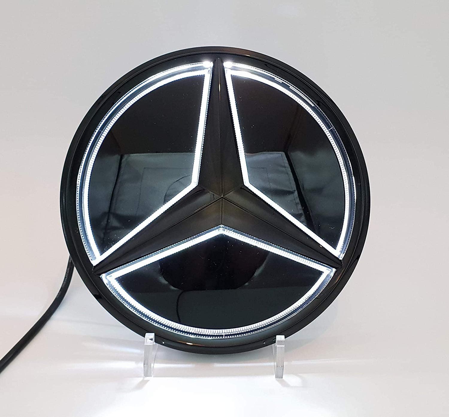 Motorfox Led Eemblem White Light Car Star Logo Badge Front Gril Black shiny