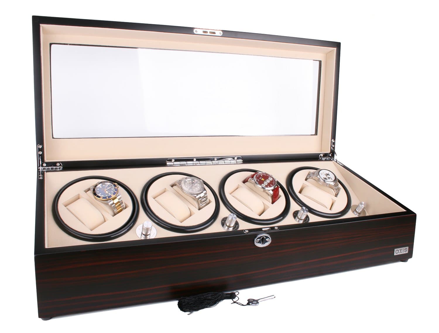 AXIS® Luxury Ebony Automatic 8 Watch Winder New with 12 Watch Storage