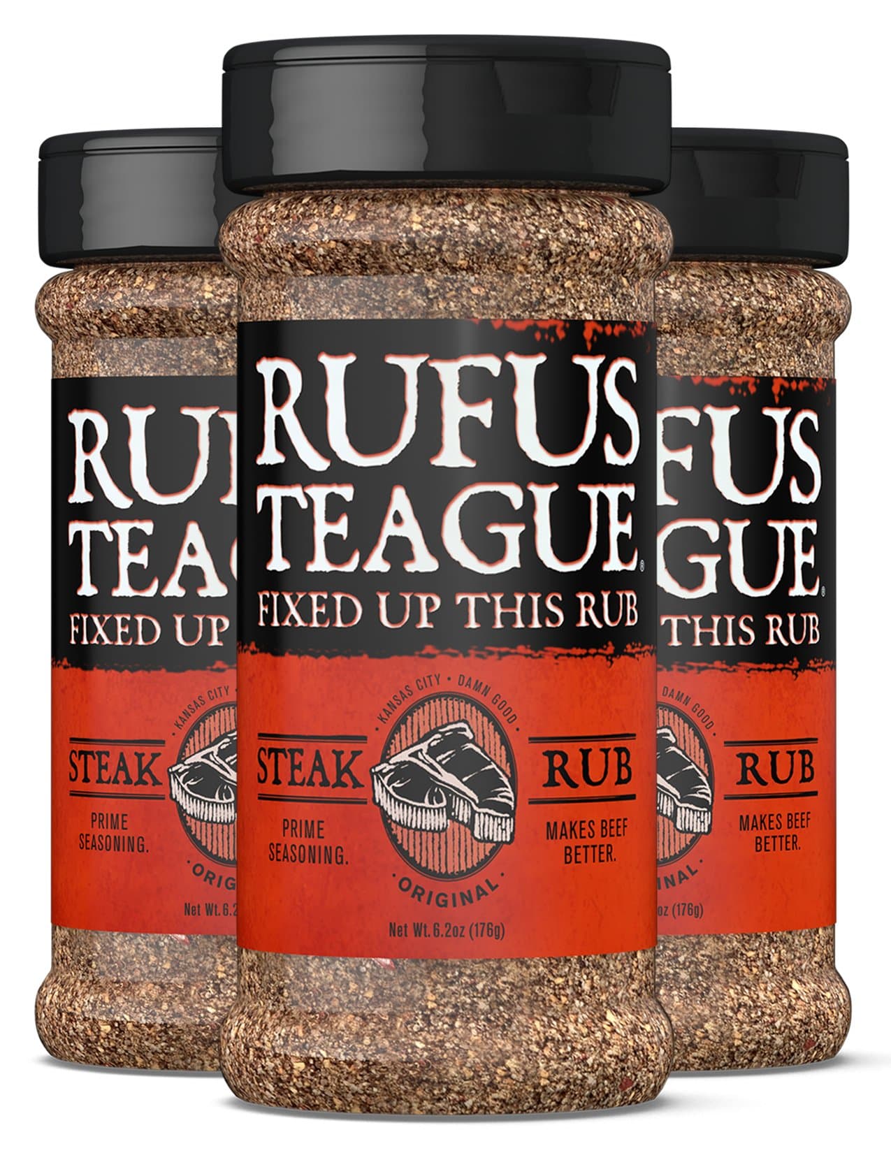 Rufus Teague STEAK RUB – (3 Pack) 6.2oz Shaker – Bold Steak Seasoning. Beyond Steakhouse Flavor. – Premium Herbs & Spices – Unique, All Natural Ingredients & Gluten-Free
