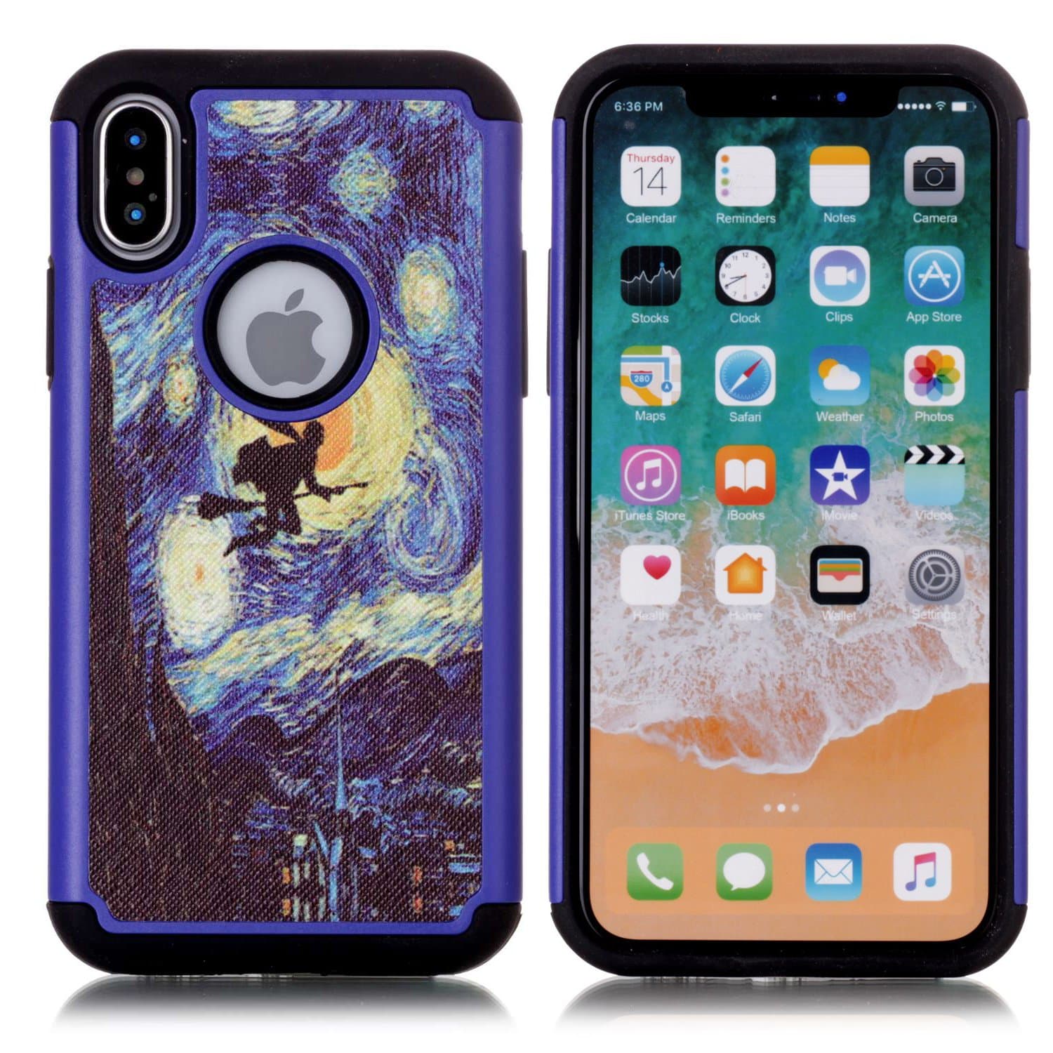 iPhone X Case, iPhone X Hybrid Case, Van Gogh Starry Night Harry Potter Pattern Shock-Absorption Hard PC and Inner Silicone Hybrid Dual Layer Armor Defender Case Cover for Apple iPhone X 2017