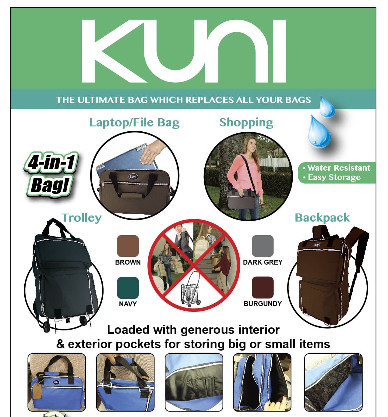 4 IN 1 VERSATILE ALL PURPOSE BAG - BURGUNDY