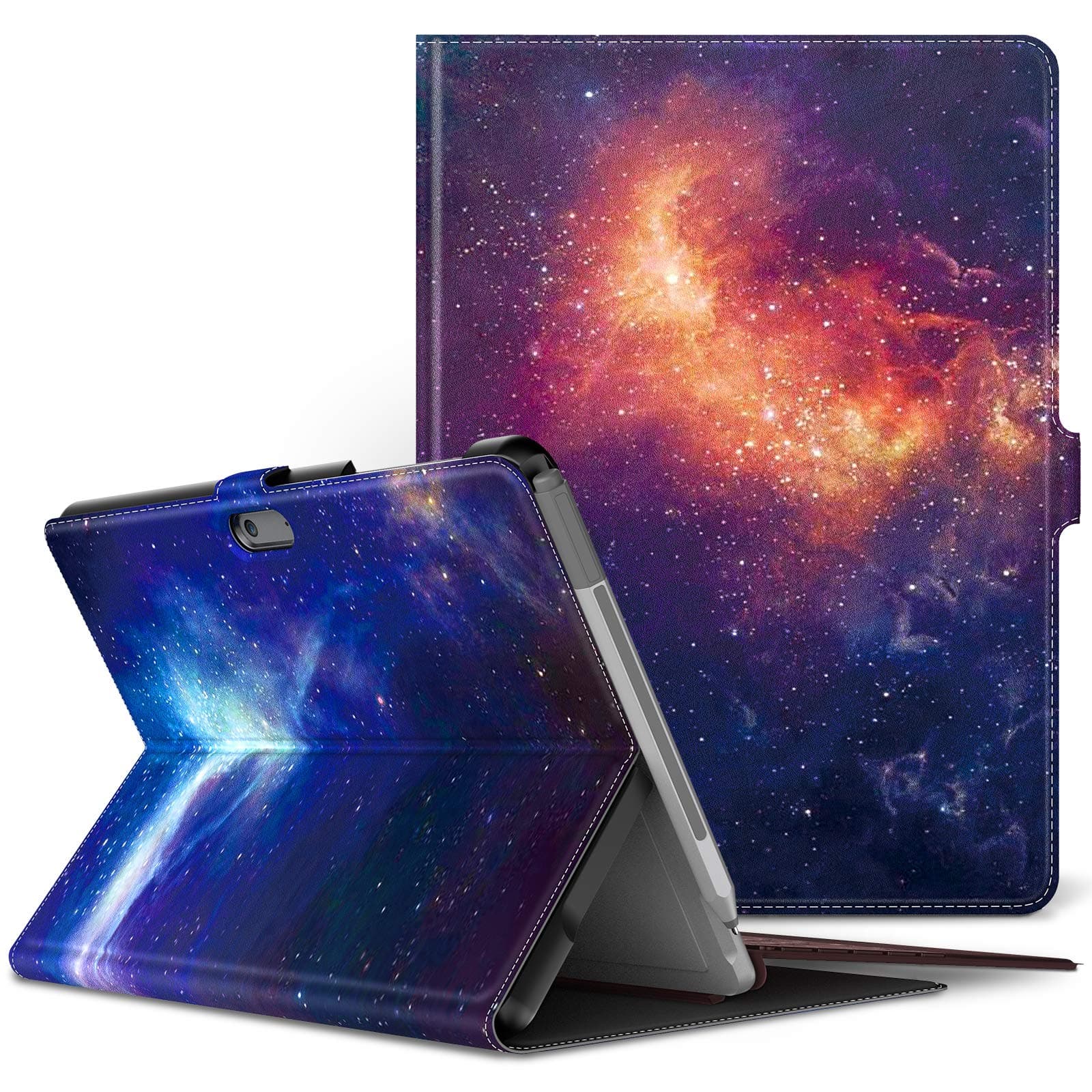 INFILAND Case for Microsoft Surface GO 10, Slim Front support Cover with Pen Slot Compatible with Microsoft Surface GO 10 inch Tablet,Galaxy