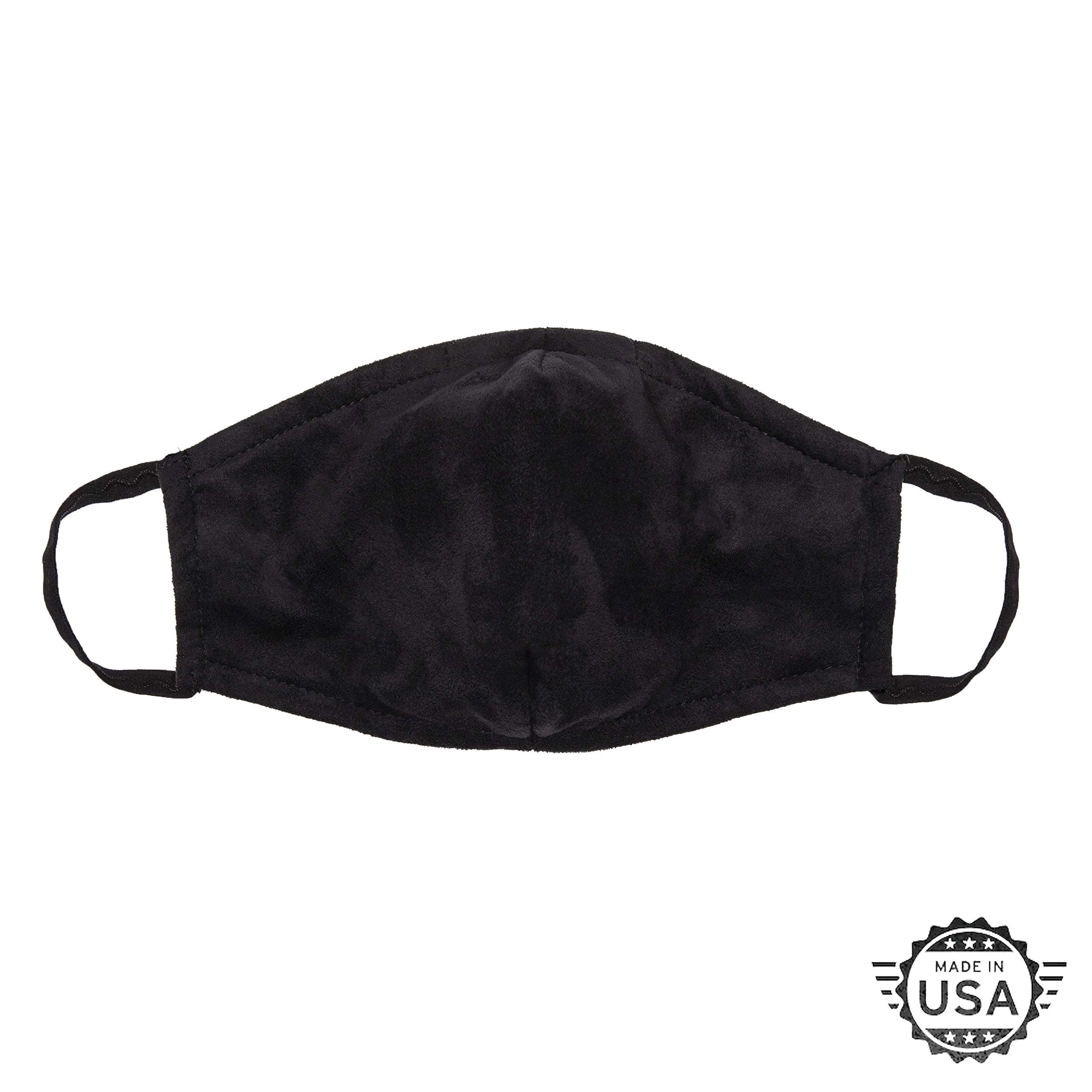 Premium Mask - Made in US - 5-Layer Activated Carbon Filter, Personal Protection - Washable, Reusable, Adjustable Black Micro suede