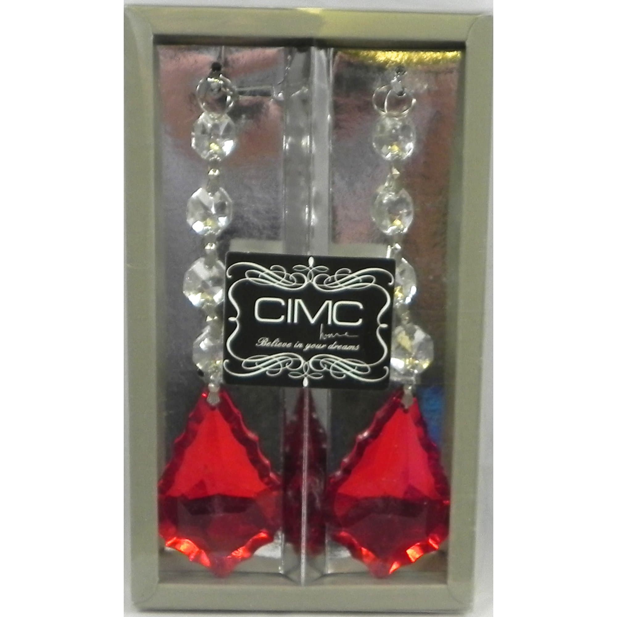 CIMC Cut Glass Hanging Beads Red