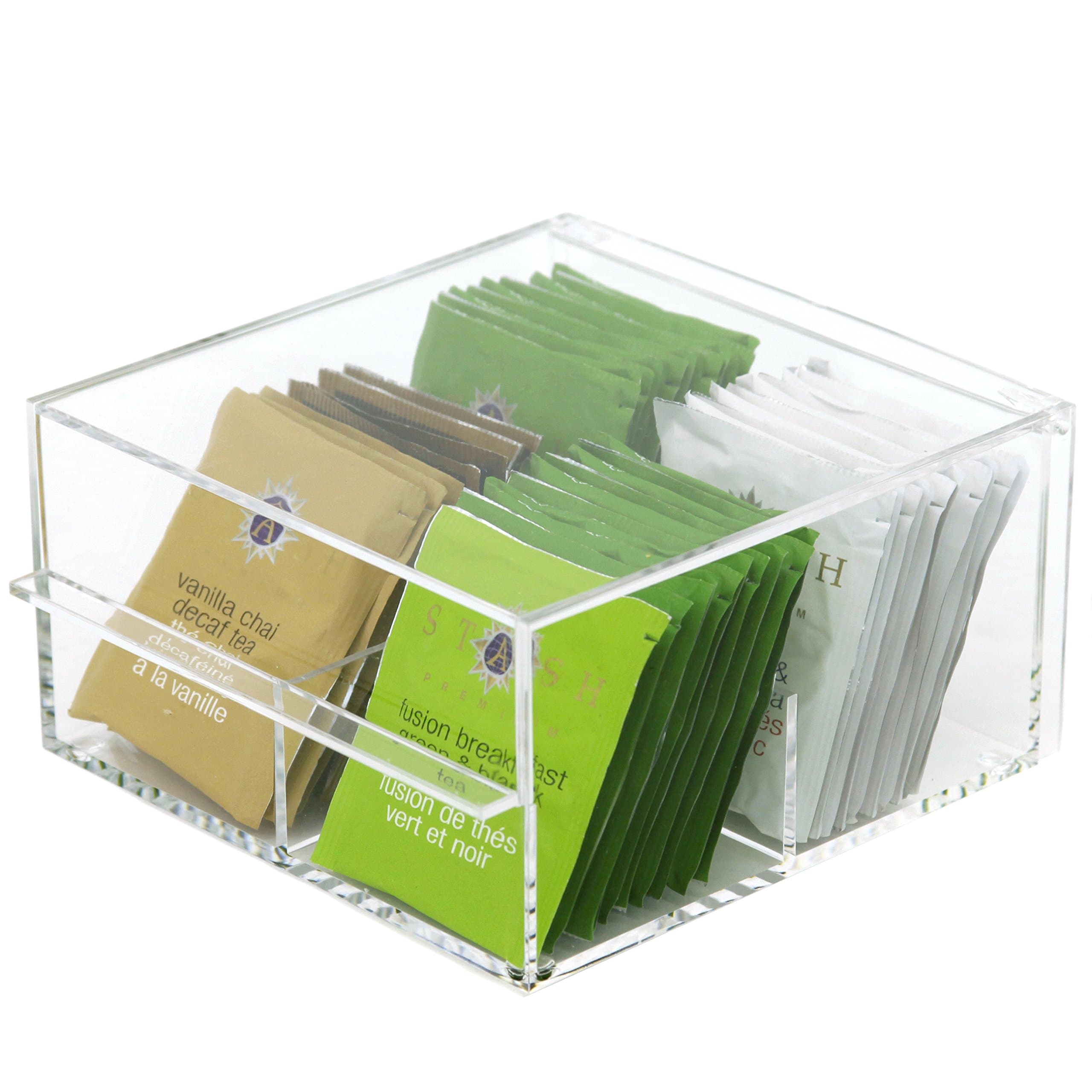 Tea Box- Contemporary Compact Acrylic Organizer Tea Bags