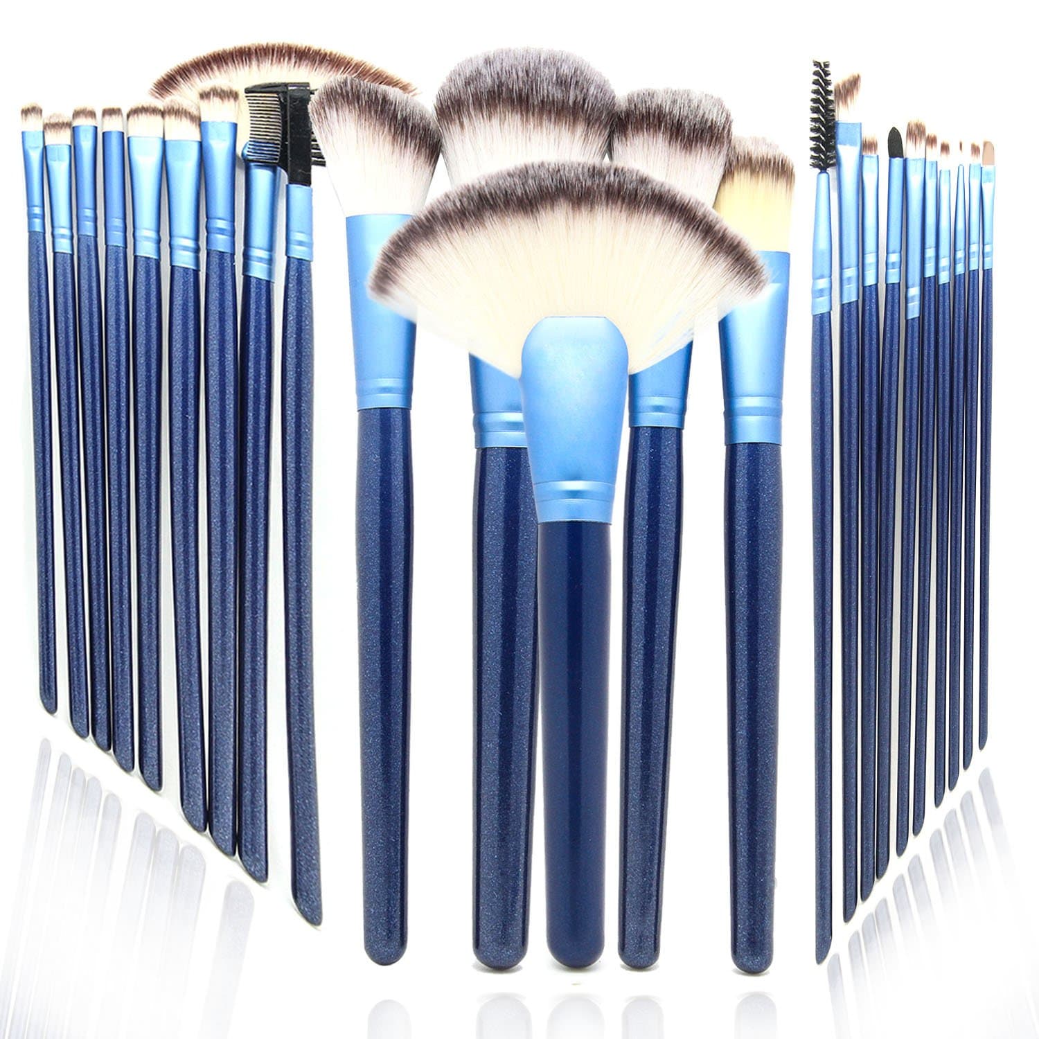 24 Piece Makeup Brushes , ACCLOVE Professional Makeup Brush Set Include Blush Concealer Foundation Eyeshadow Eyeliner Lip Brush with Travel Case (Blue)