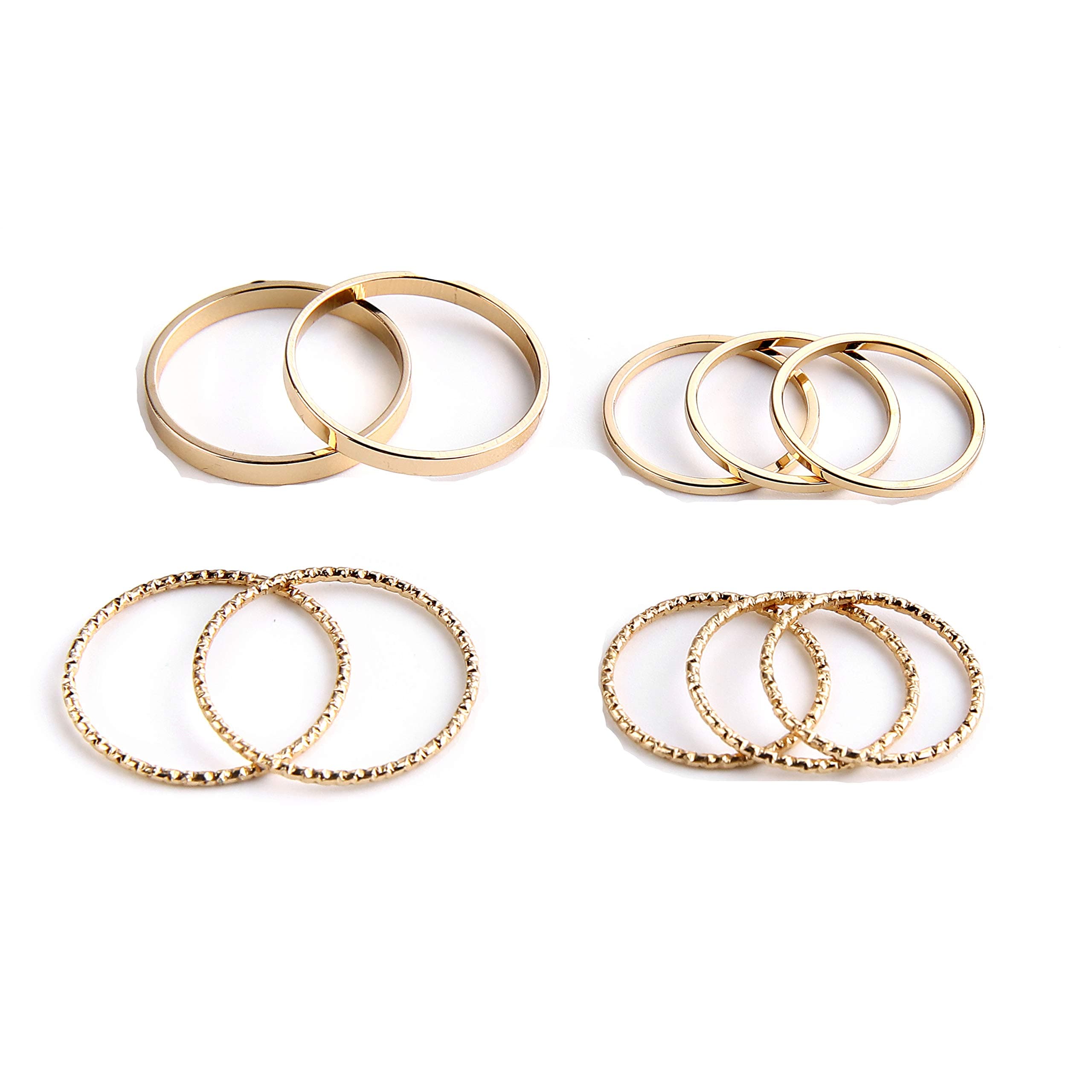 SOTOLAN10 PCS Simple Bohemian Crystal Joint Knuckle Ring Sets Finger Rings Midi Ring Set Stackable (Silver)