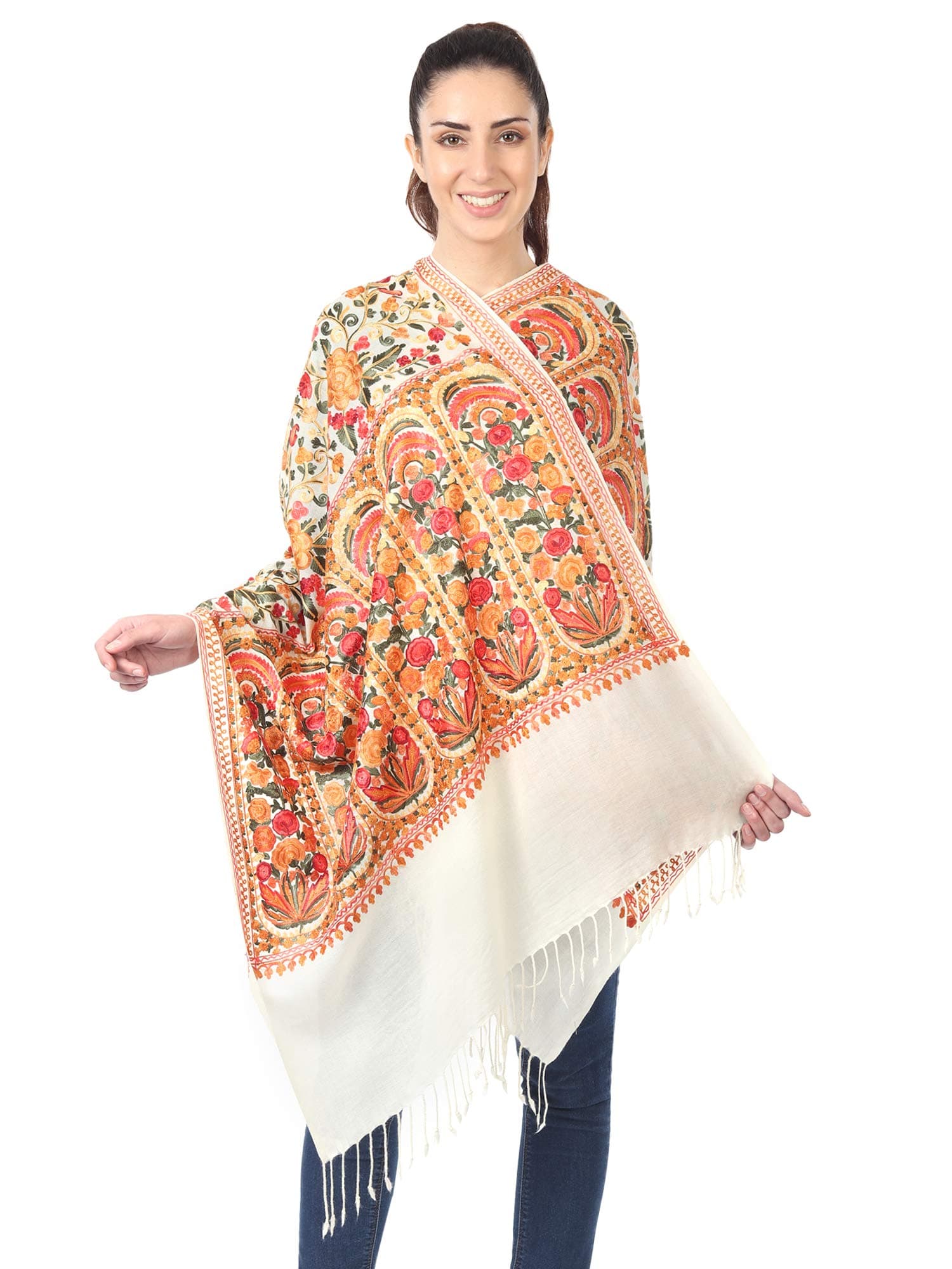 Women's Silky Pashmina Aari Embroidered