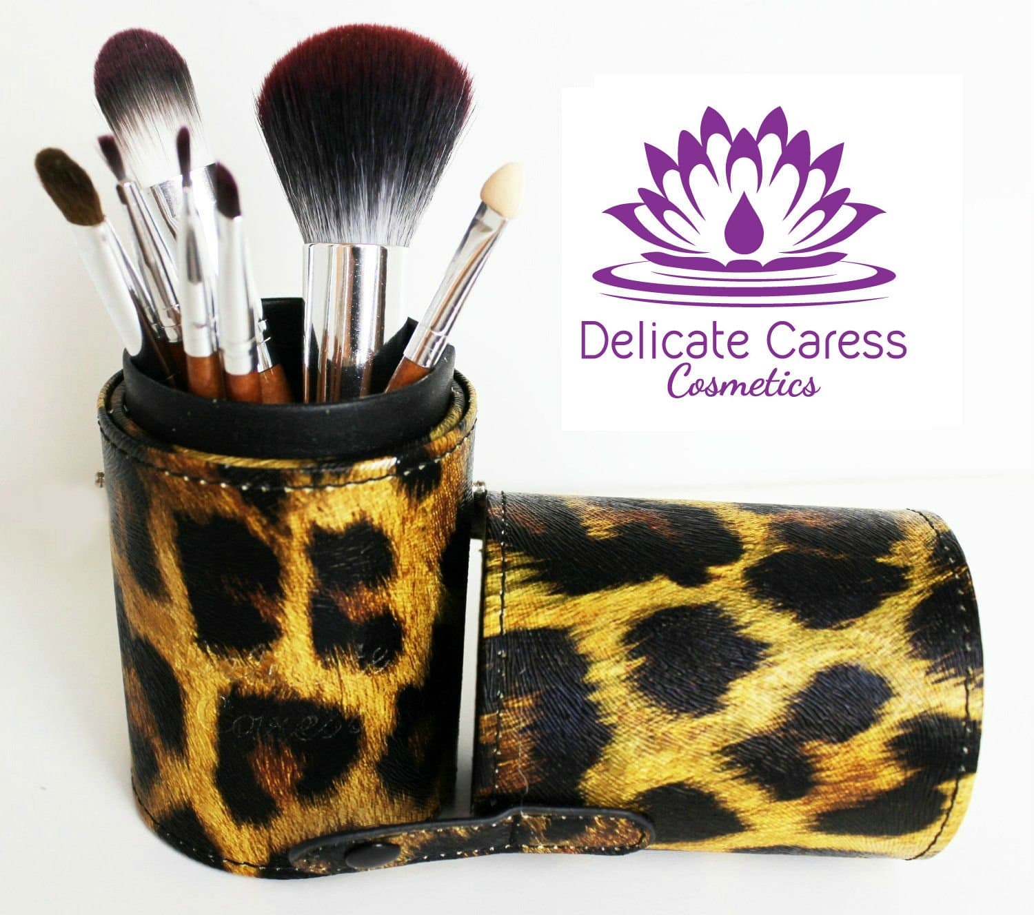 Makeup Brushes Set -'Instinct' – 7 Pce Travel Kit Beautifully Packaged in a High Fashion Leopard Print Makeup Brush Cup Holder. An Essential Collection of Best Synthetic and Natural Fiber Brushes - Foundation, Contour, Concealer, Powder, Fan, Eyeshadow and Lip Brushes Each Designed to Deliver a Perfect Makeup Application and Flawless Finish Every Time. Bring Out the Animal in You and Crown Yourself Queen of the Vanity Jungle. 100%.