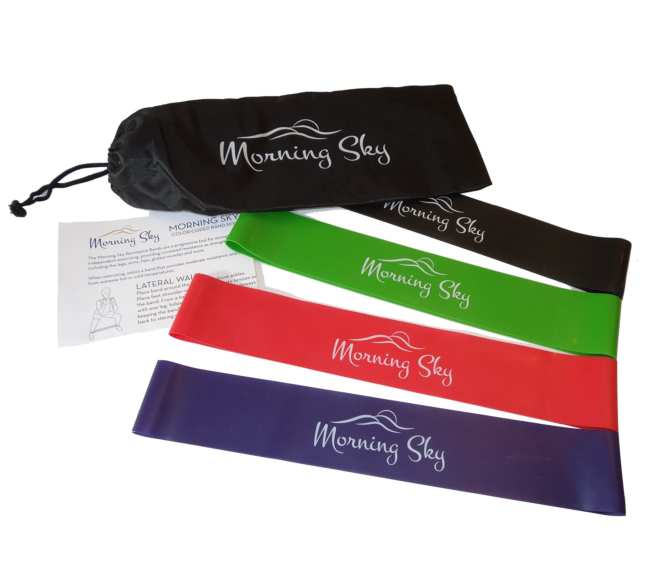 Physical Therapy Resistance Bands by Morning Sky - 12-inch Loop Bands with Instructional Guide and Carrying Bag, Best for Strengthening, Stretching, Yoga, Physical Therapy Rehab, Home Fitness