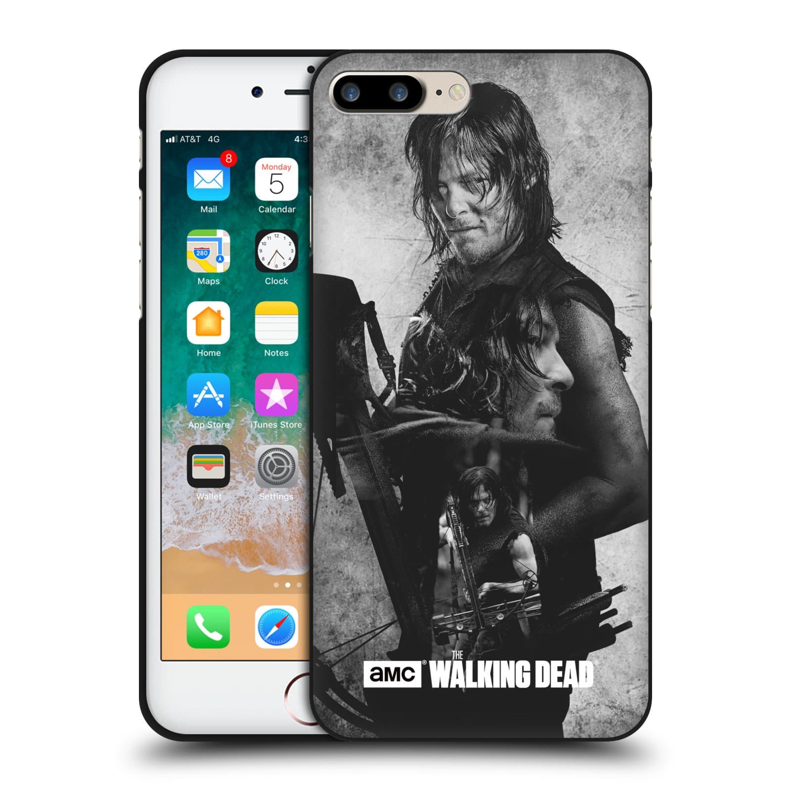 Head Case Designs Officially Licensed AMC The Walking Dead Daryl Double Exposure Black Soft Gel Case Compatible with Apple iPhone 7 Plus/iPhone 8 Plus