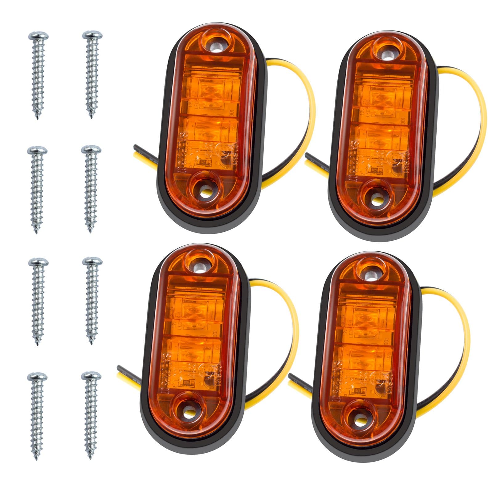 OLRICK 4PCS Side Marker Lights LED Amber Bulbs Indicator of Position 12V 24V Suitable for Van Caravan Lorry Car Truck Trailer Boats