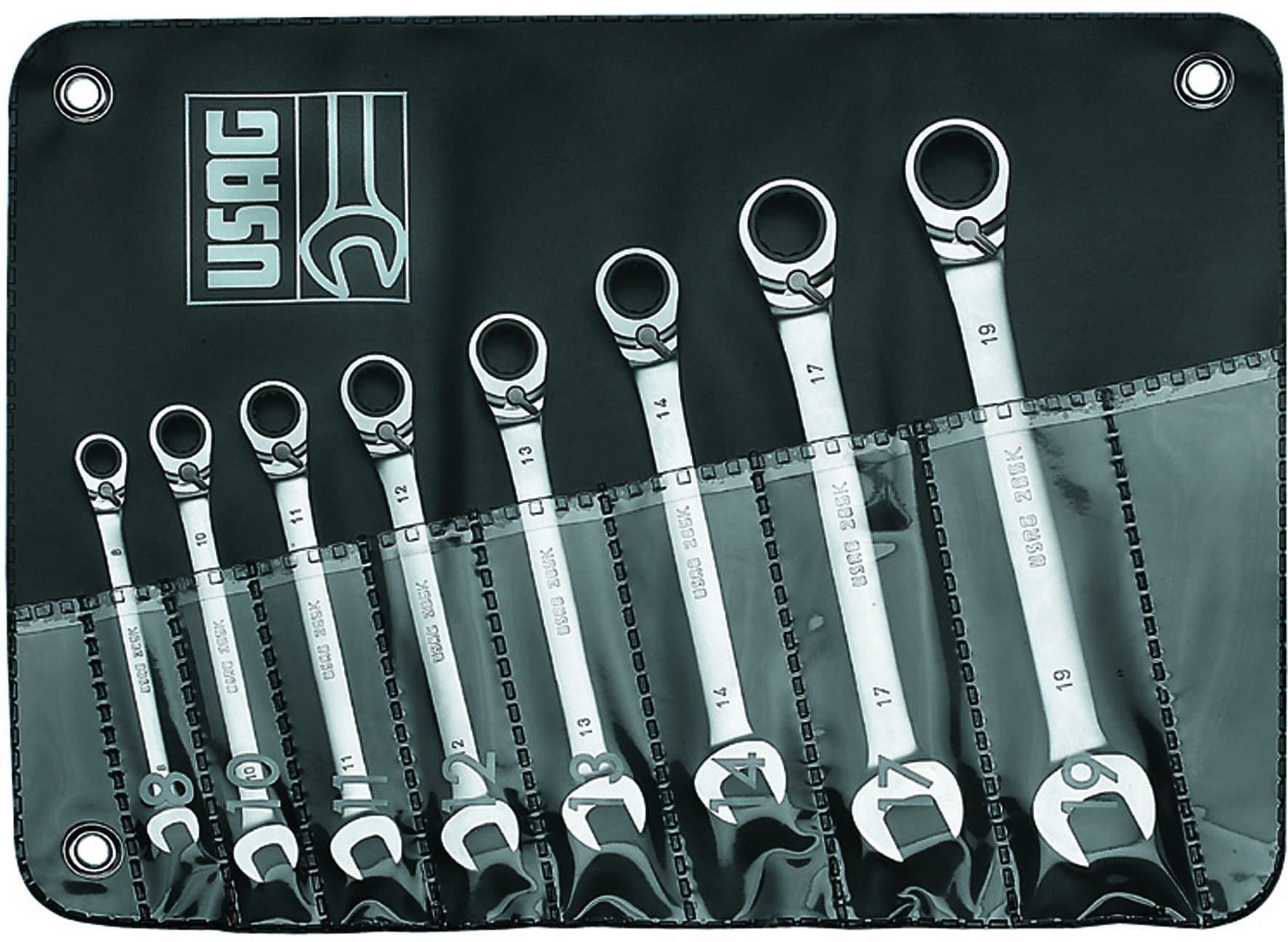 USAG 285 KA/B8 Reversible Ratchet Combination Wrenches with Locking Ring (Set of 8)