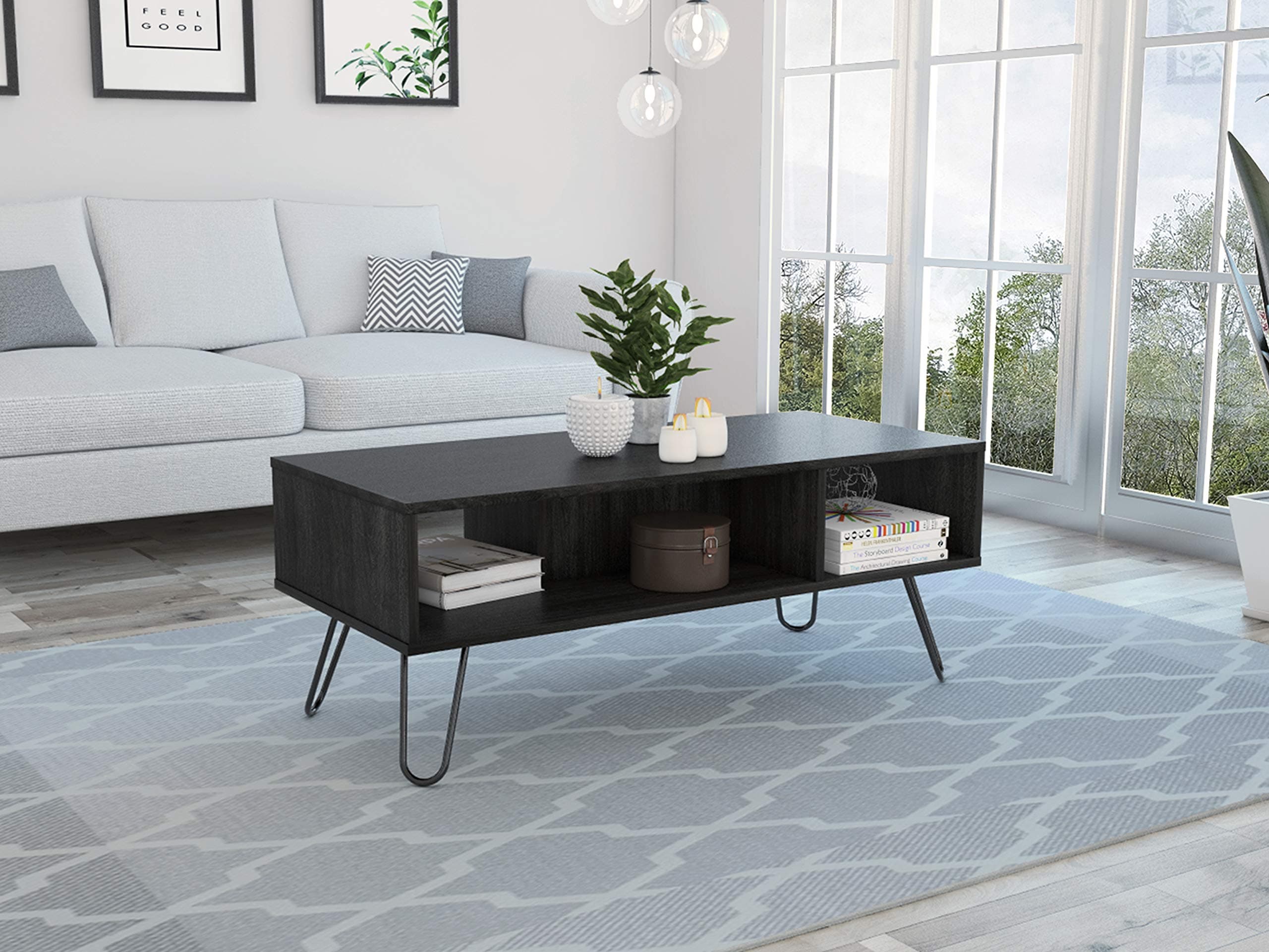 Tuhome Furniture Vassel Rectangular Coffee Table in Weathered Oak