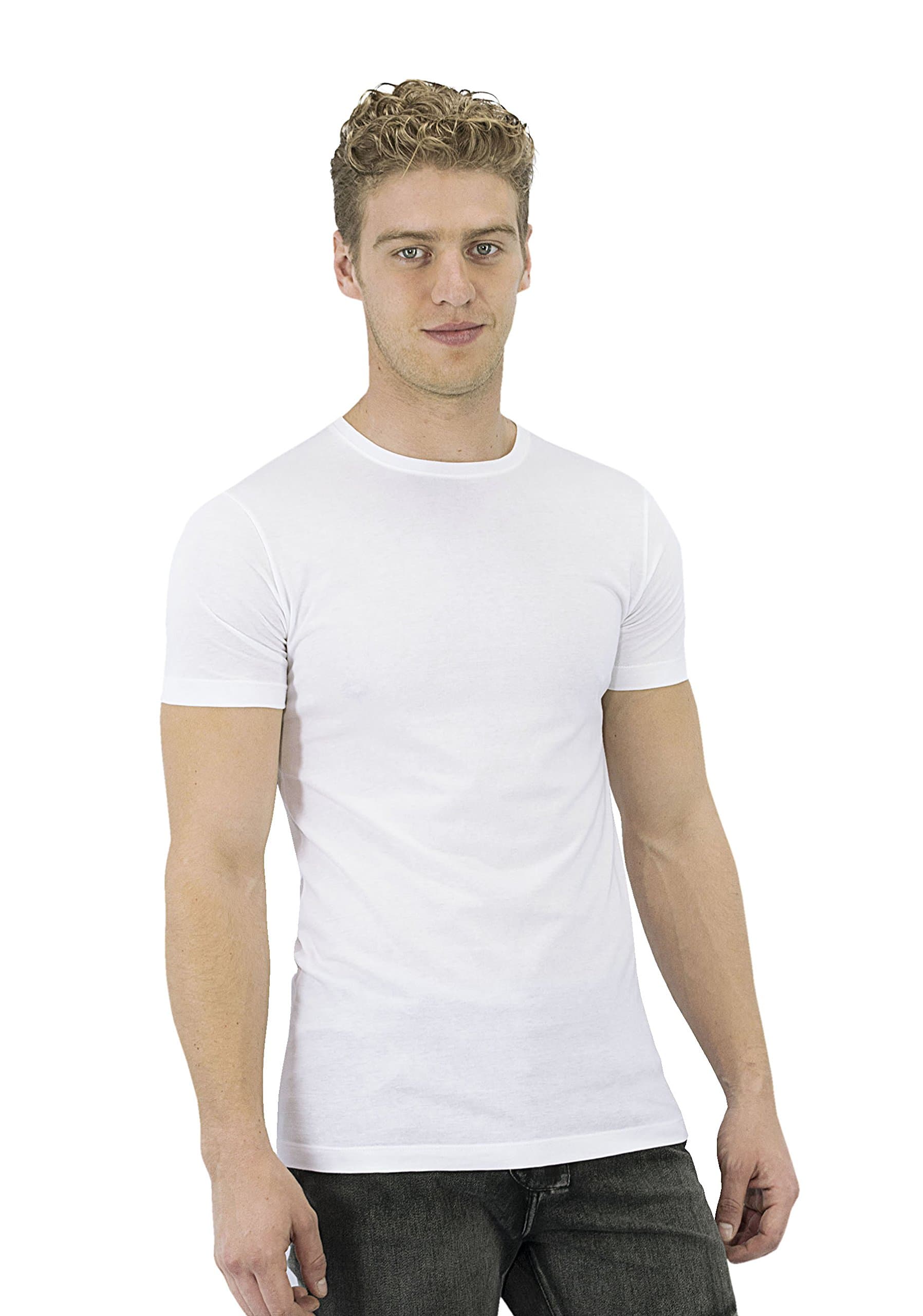 Ragman Crewneck Solid Short Sleeve 100% Soft Pima Cotton Made in Peru - Men's T-Shirts Pack of 2