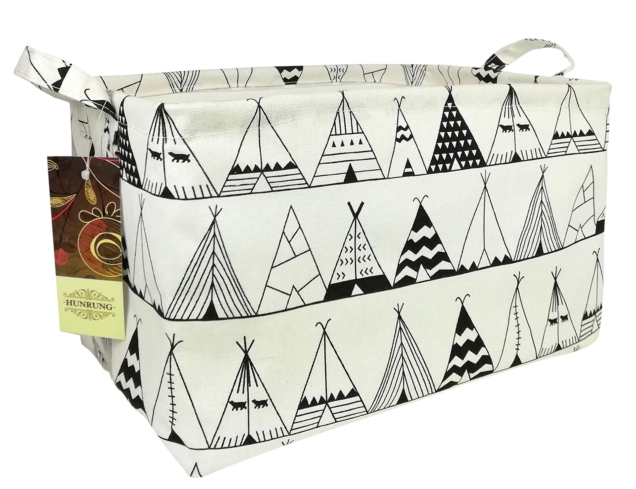 HUNRUNG Rectangle Storage Basket Cute Canvas Organizer Bin for Pet/Children Toys, Books, Clothes Perfect for Rooms/Playroom/Shelves (Tent)