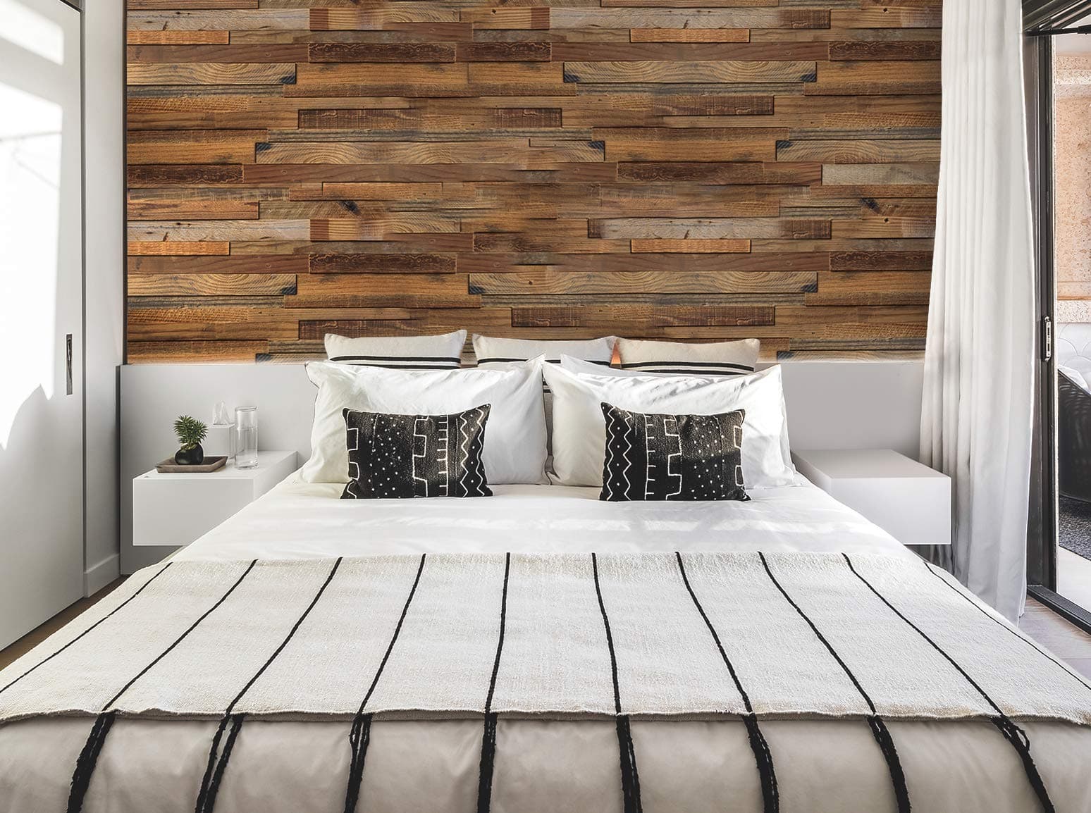 3D Plus Timber self Adhesive Wood Wall Panels | Reclaimed Rustic Look | 49.99m2 |Pack - 0.96m2 | Rustic Brown