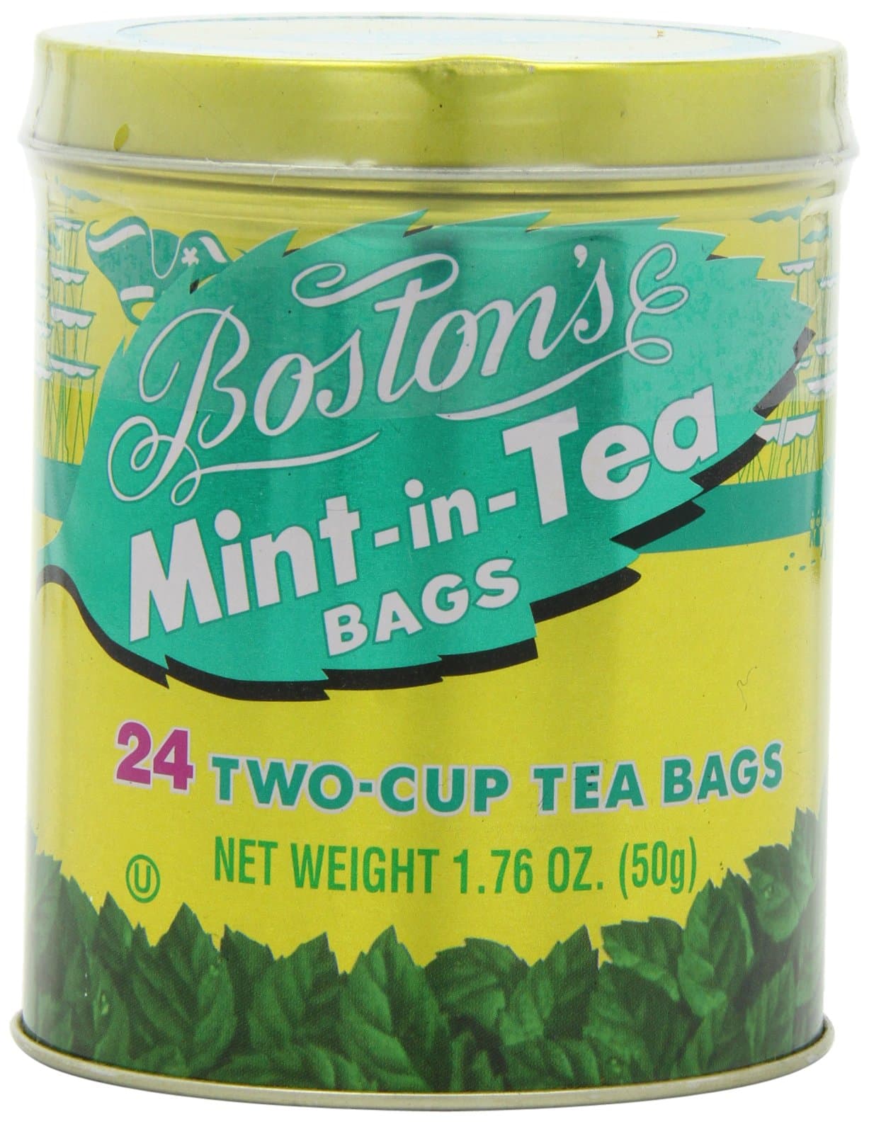 Boston Tea Boston's Original Mint-in-Tea Flavored Black Tea, 24-Count Tea Bags (Pack of 4)