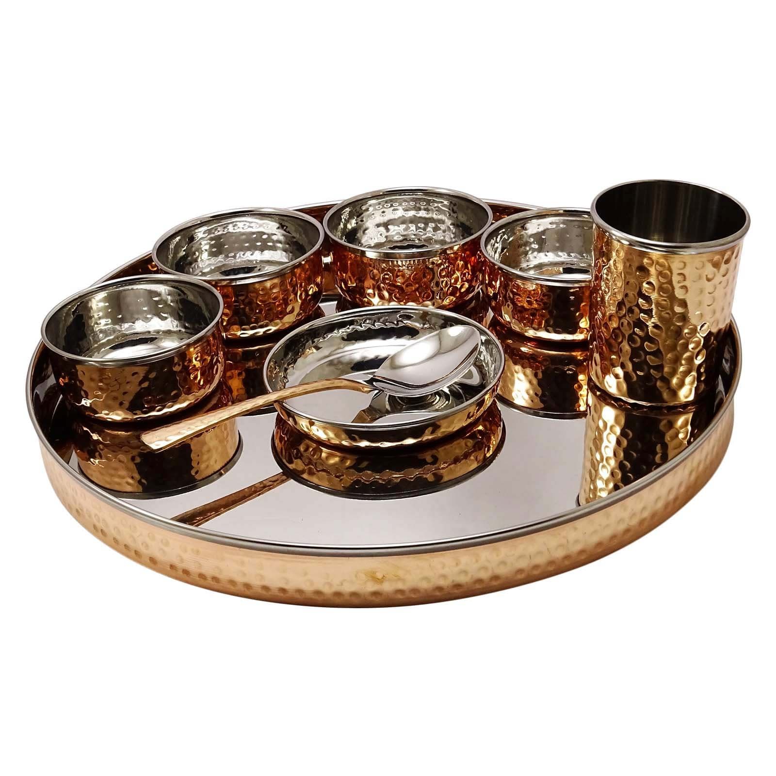 Traditional Indian Hammered Dinner Set Bowl Katori Thali Serveware Kitchenware