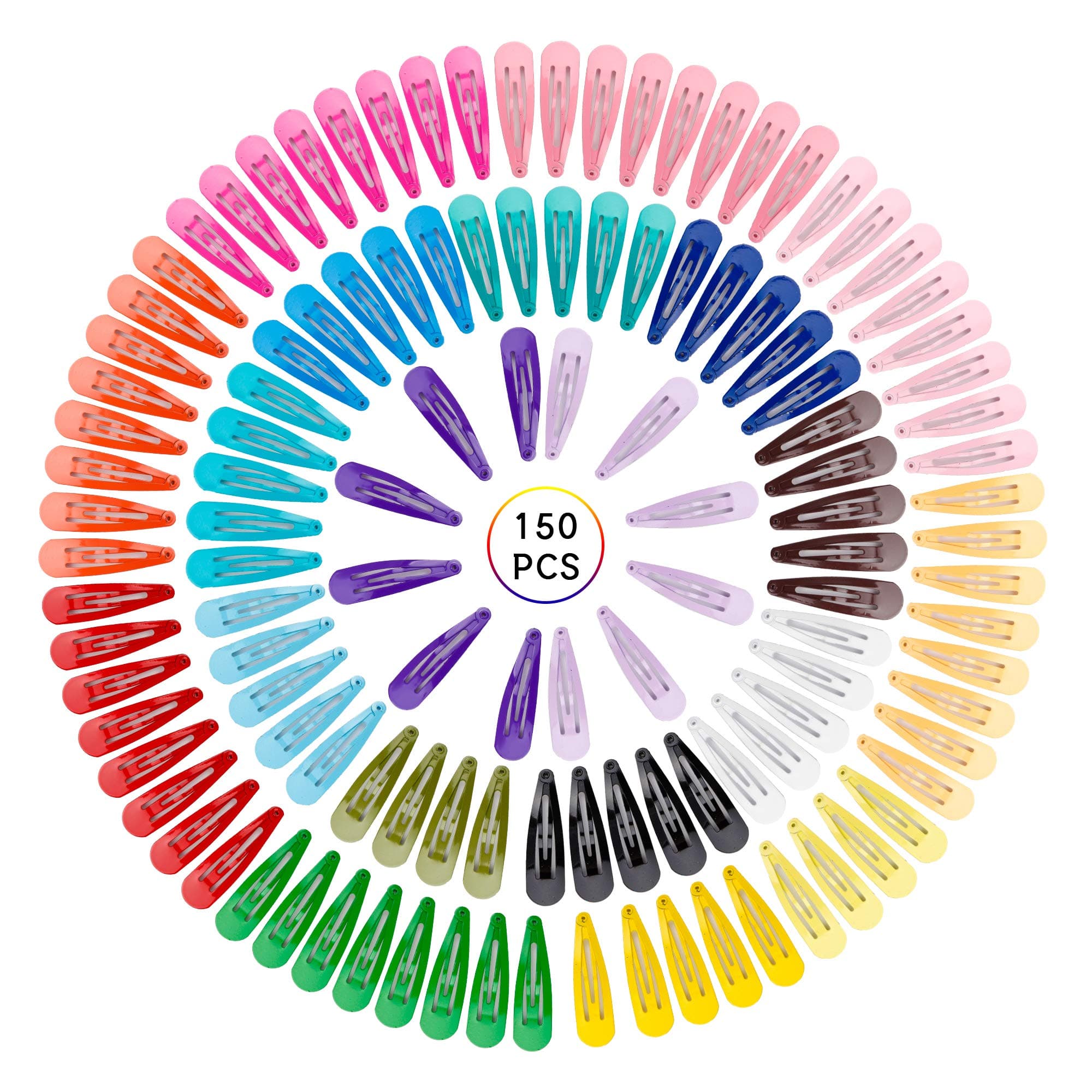 150 Pack Solid Candy Color 2 Inch Non-Slip Metal Barrettes,Snap Hair Clips in 20 Colors.for Girls,Women,Toddlers,Kids,Ladies Girls