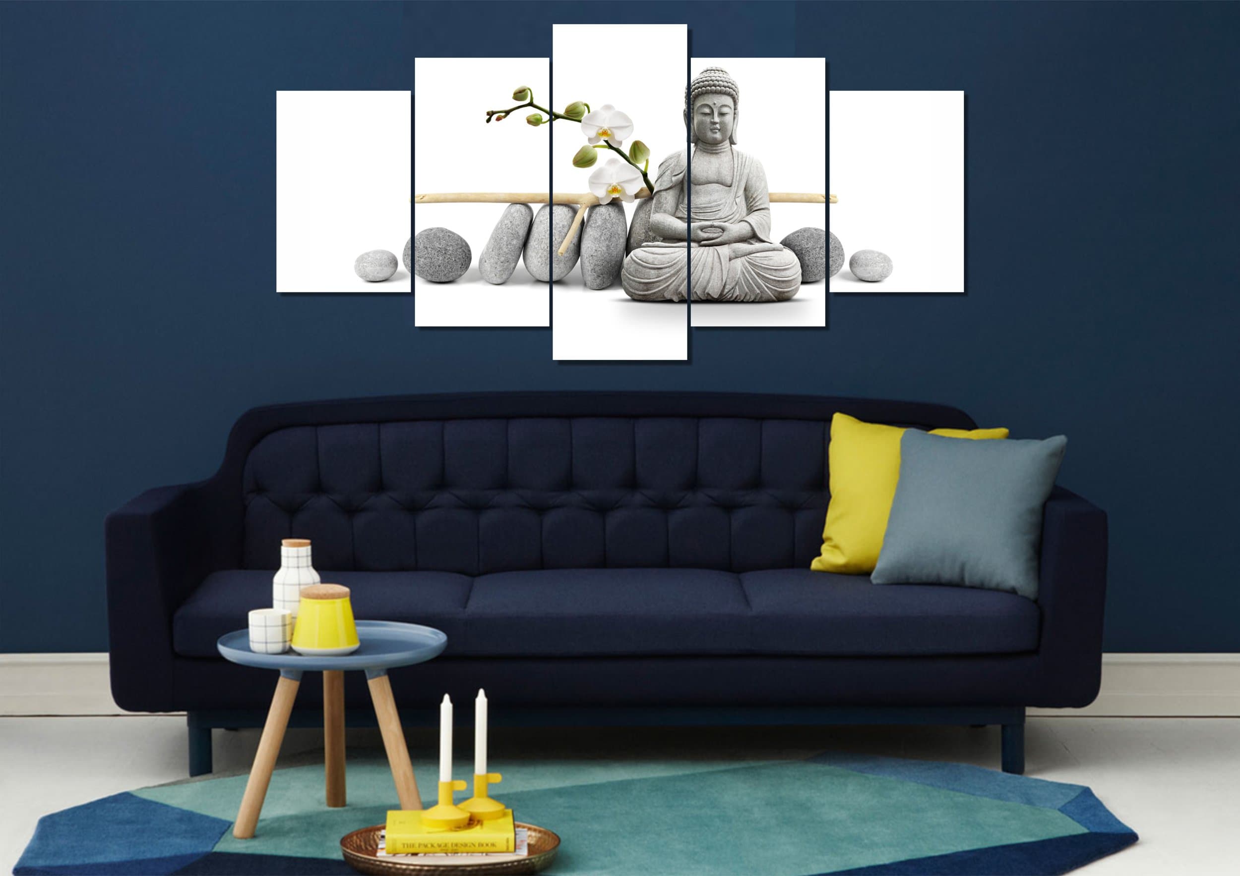 PRINTELLIGENT Multiple Frames Printed Buddha Zen Painting 5 (22" x 40")