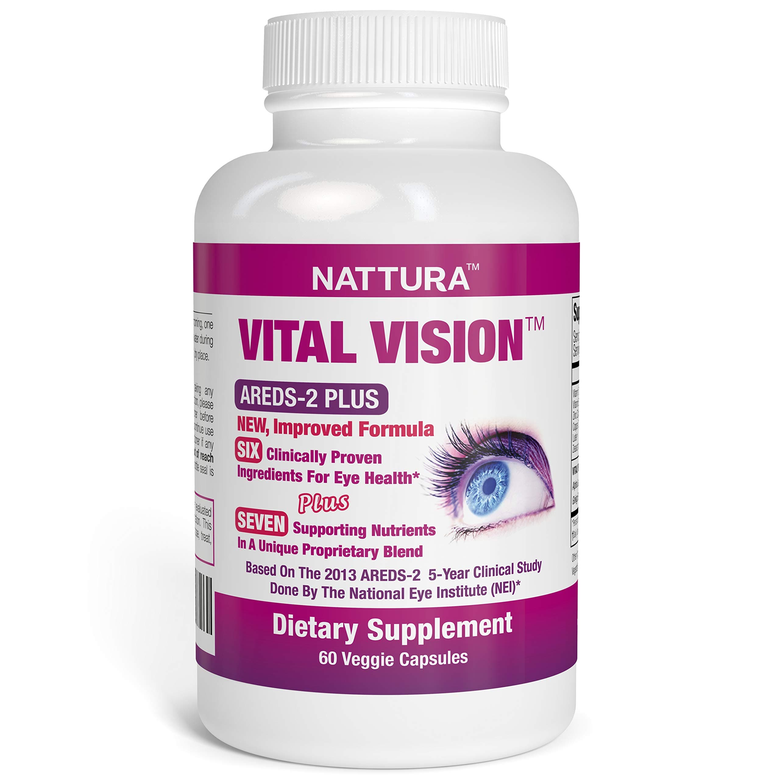 VITAL VISION - AREDS-2 PLUS - NEW, Improved Formula For A Super-Healthy Vision * 13 BEST Supporting and Clinically Proven Ingredients for Eye Health In a Unique Proprietary Blend * (Vitamin C, Vitamin E, Zinc, Copper, Lutein, Zeaxanthin, Alpha Lipoic Acid, Bilberry Extract, Goji Berry Extract, Gingko Biloba, Astaxanthin, Lycopene, Grape Seed Extract). 60 Veggie Capsules