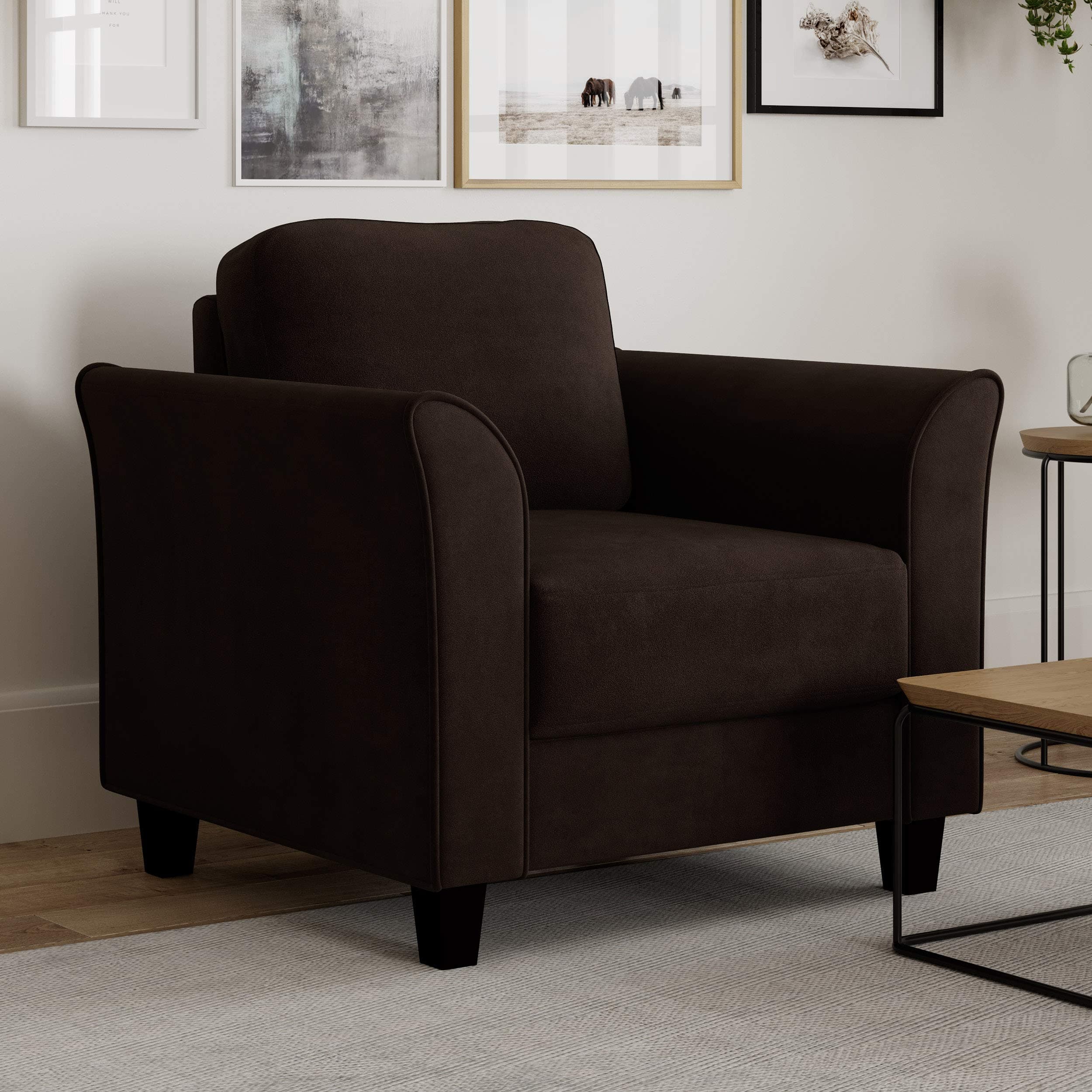 Lifestyle Solutions Watford Armchair, Microfiber, Coffee