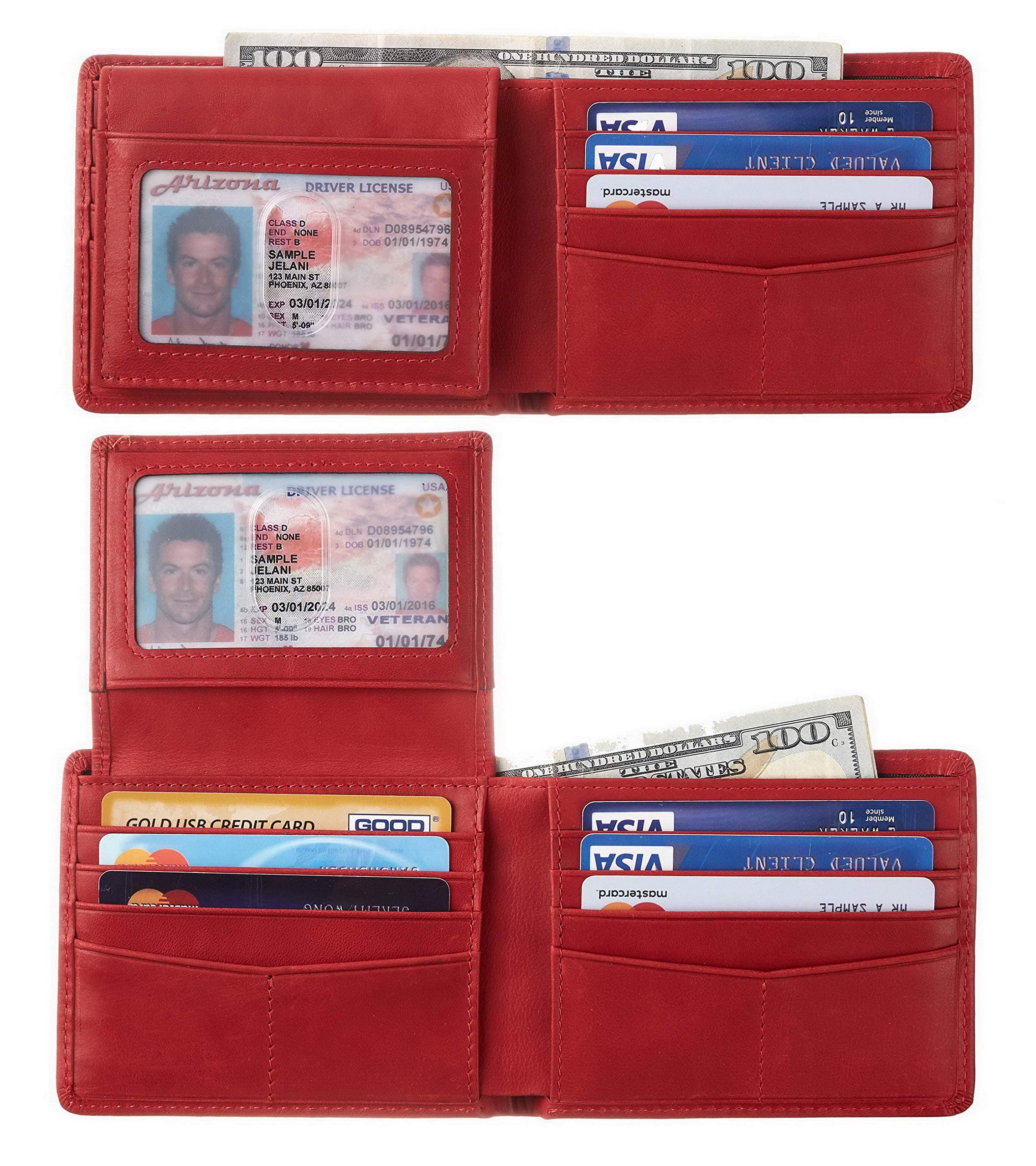 Wallet for Men Genuine Leather RFID Blocking Bifold Wallet With 2 ID Window