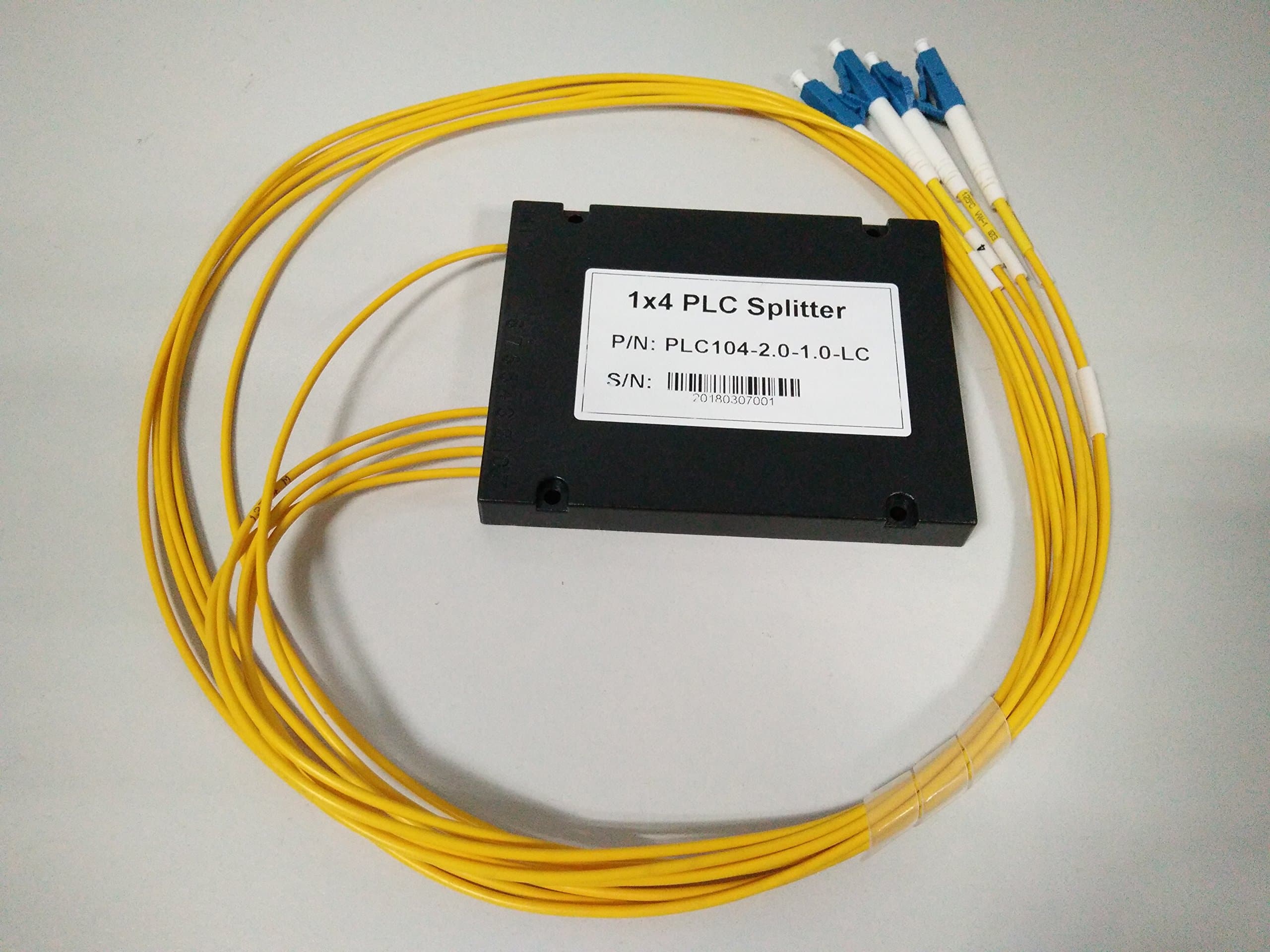 PLC Fiber Splitter with Plastic ABS Box Package, 2.0mm, LC Connector (1x4)