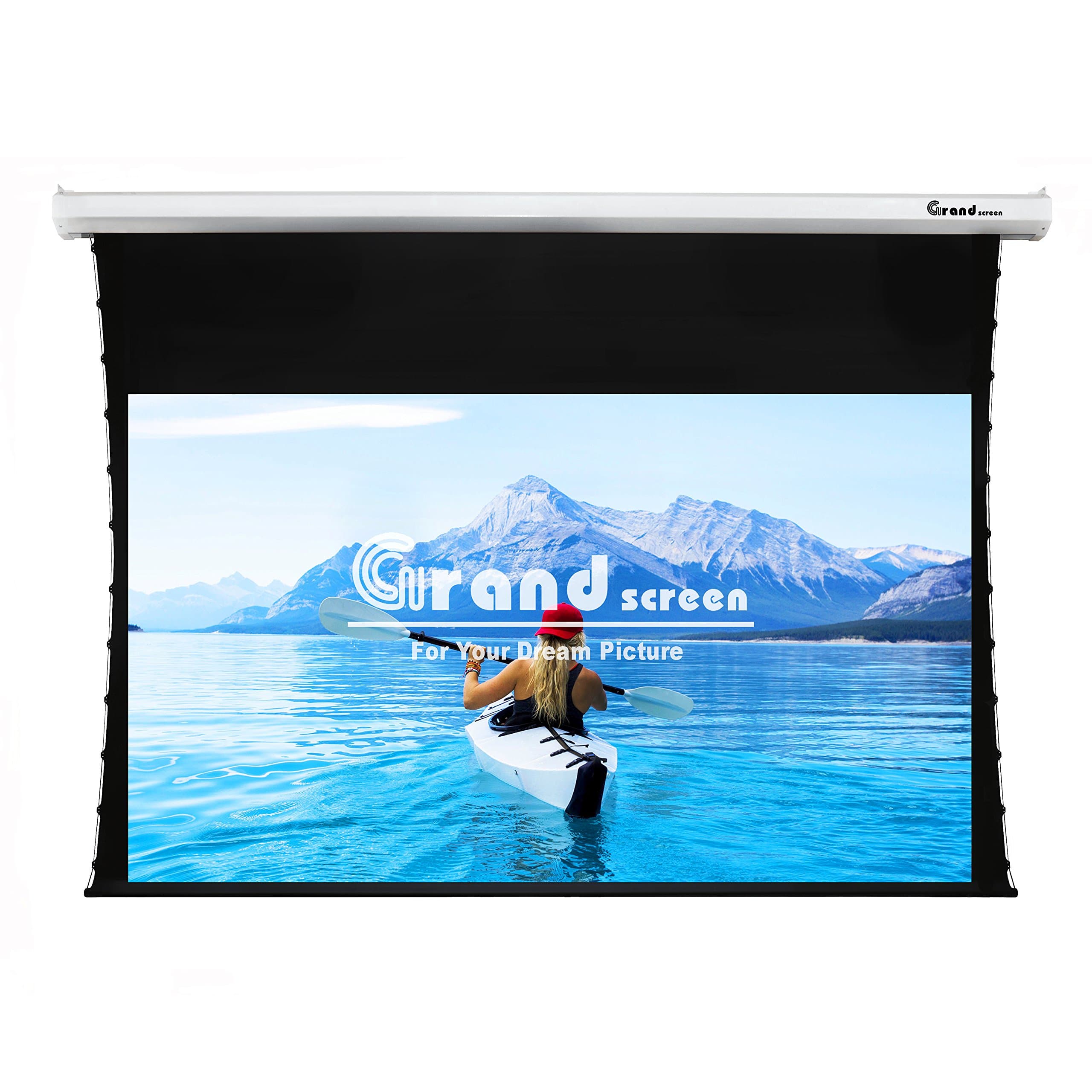 Grand Screen 4K/3D/UHD Deluxe Tab-tensioned Projector Screen,92-inch Diagonal 16:9,with PET White Screen Material,Model 6JGZP92H