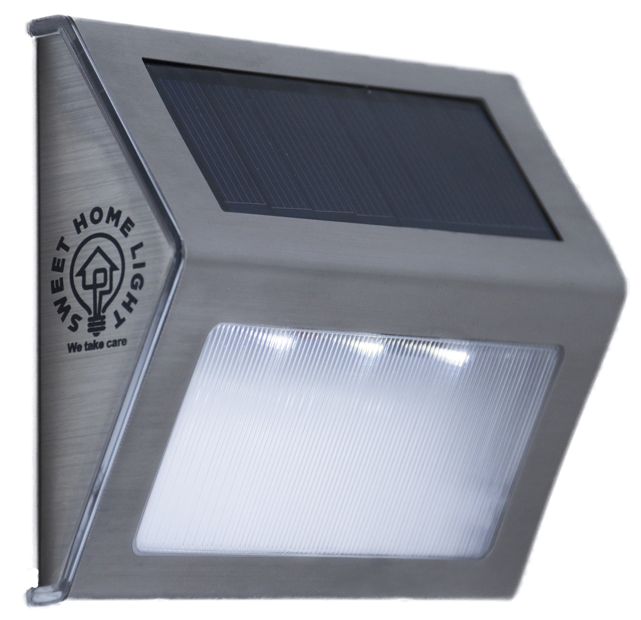 Solar Step Lights Outdoor Waterproof with 3 LEDs, Wireless Stainless-Steel Solar Stair Lights, Mini Solar Lights for Deck Posts, Staircase, Porch, Garden, Fence or Driveway from SweetHomeLight, 4 pack