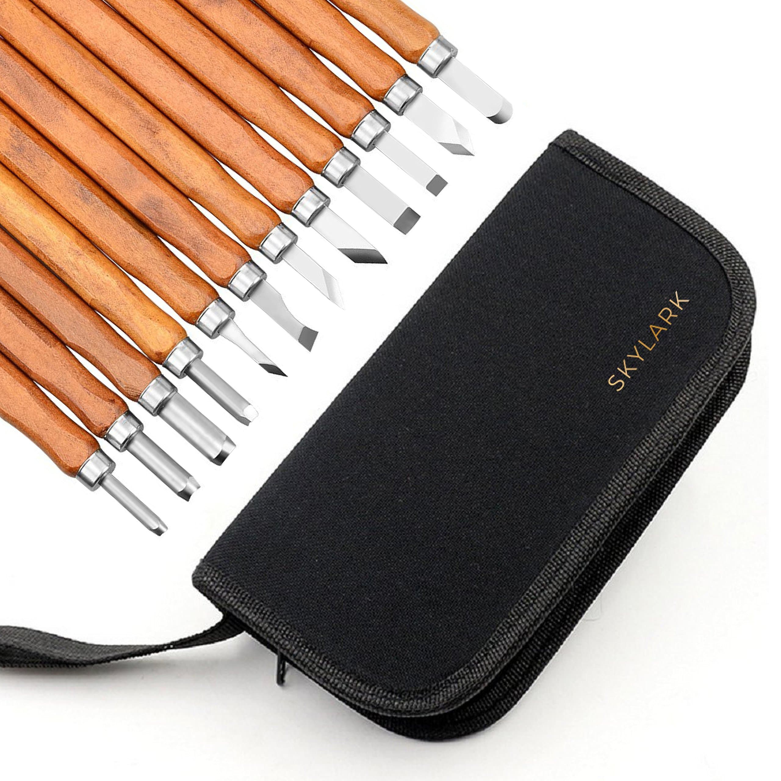 14 PCS - Wood Carving Chisels Tools Kit with Whetstone sharpening Stone & Storage Case. Perfect for Softwood, Wood, Resin, Clay & Pumpkin Carving. Whittling knife Tools set ideal for beginner or perso