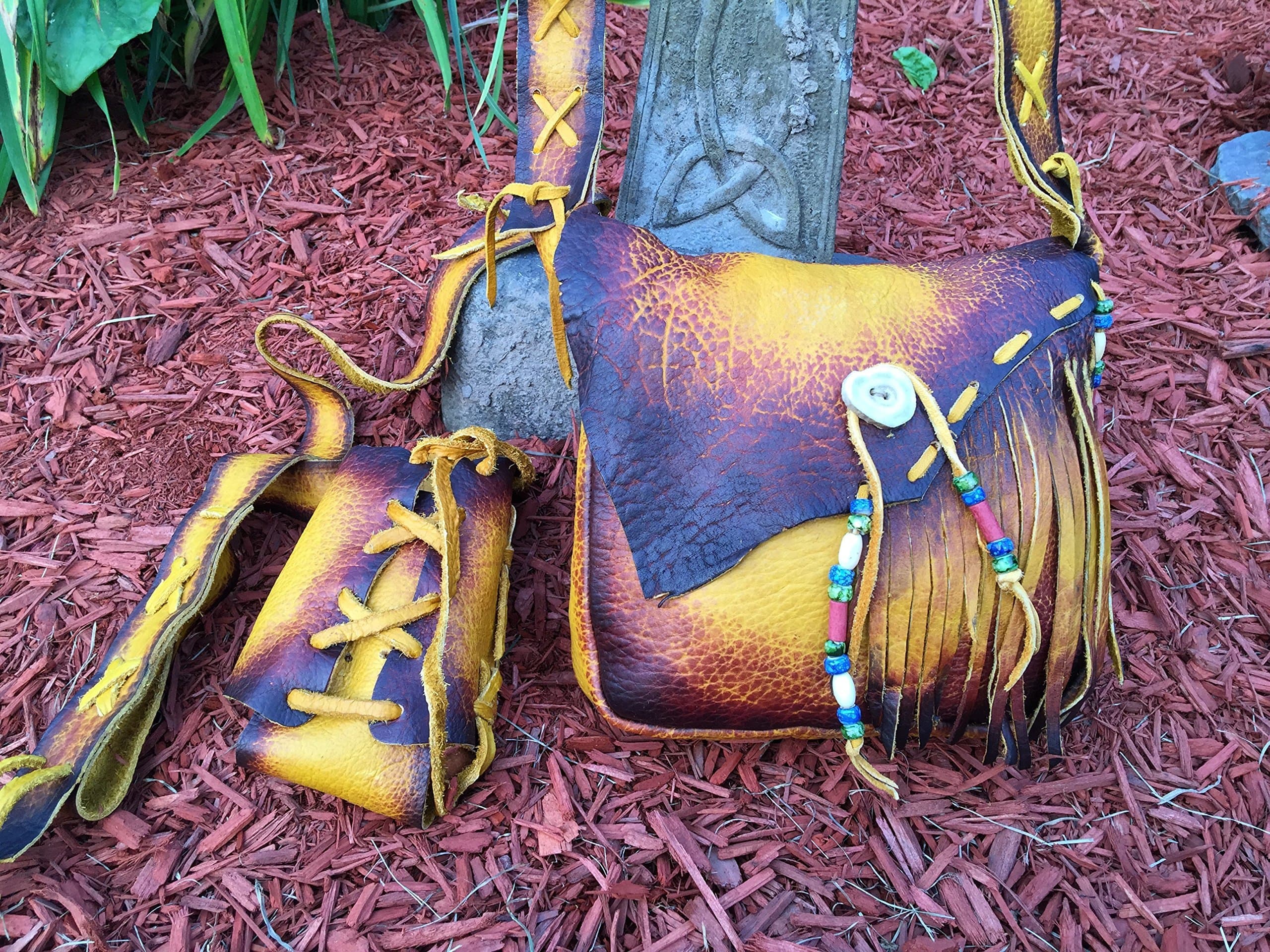 Distressed Elk or Bison Hide Black Powder Possible Bag and Gun Sling